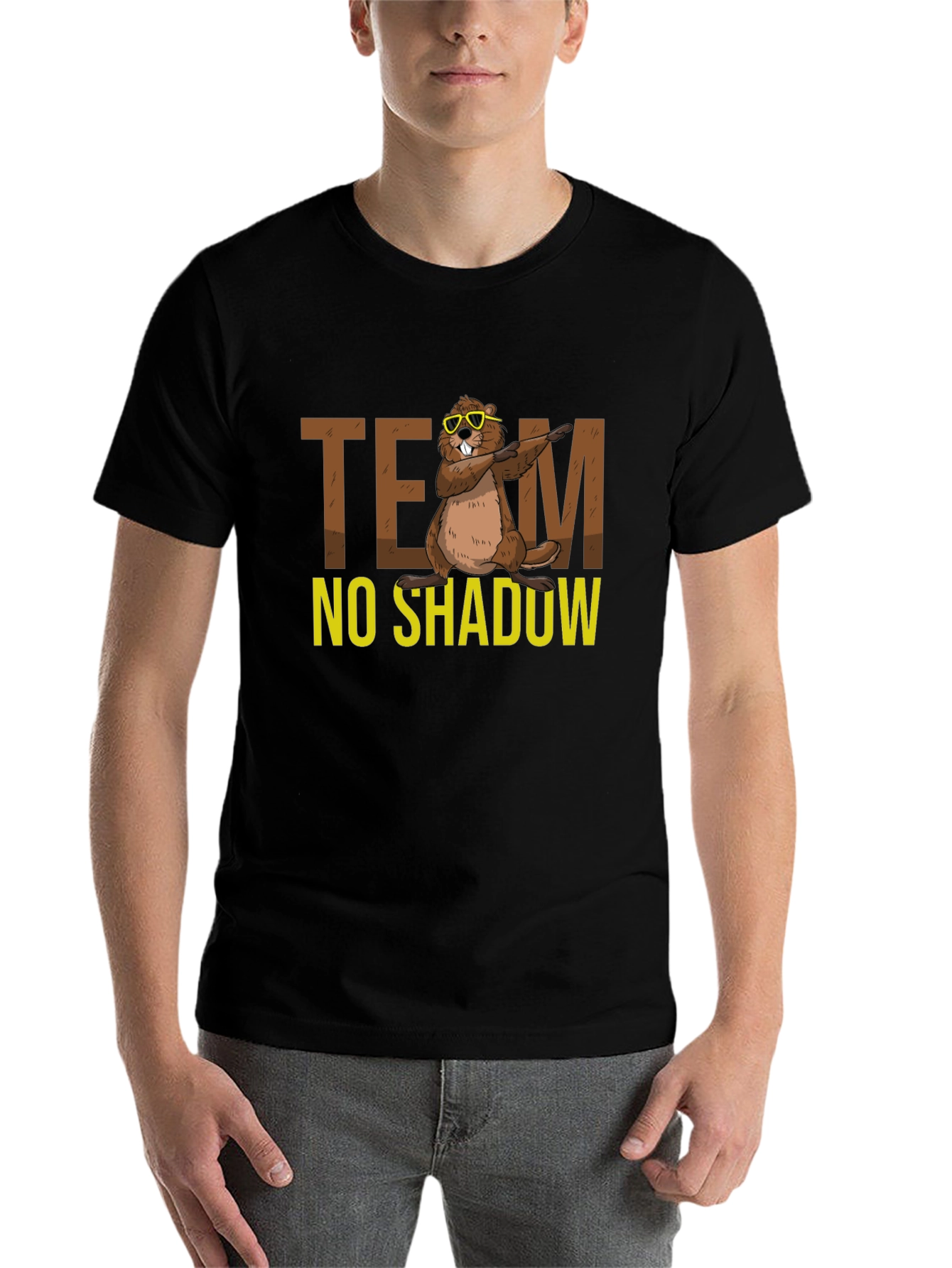 Black Team No Shadow Funny Groundhog Day T-Shirt view 7