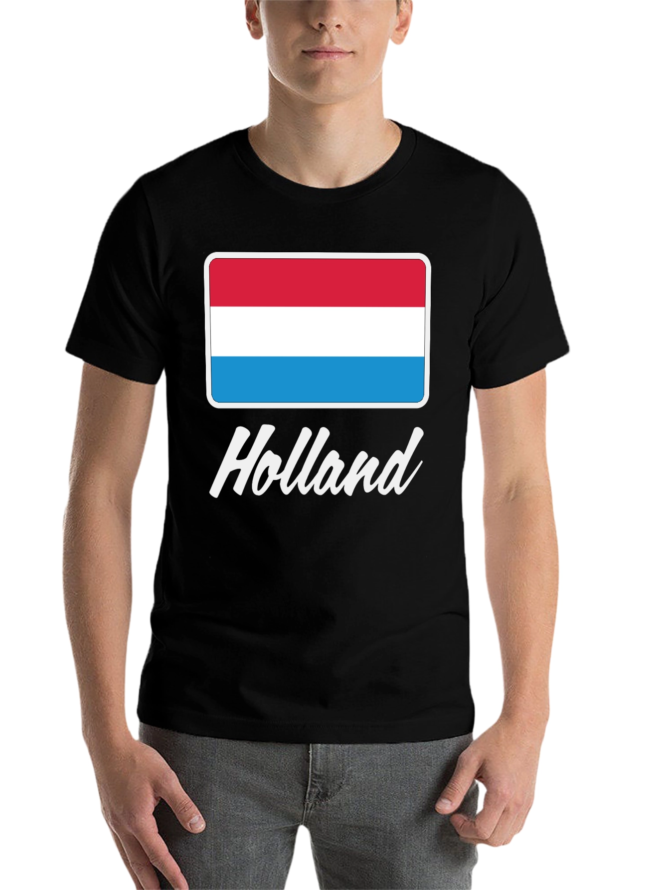 Black Holland Flag Graphic T-Shirt - Stylish Men's Tee view 7