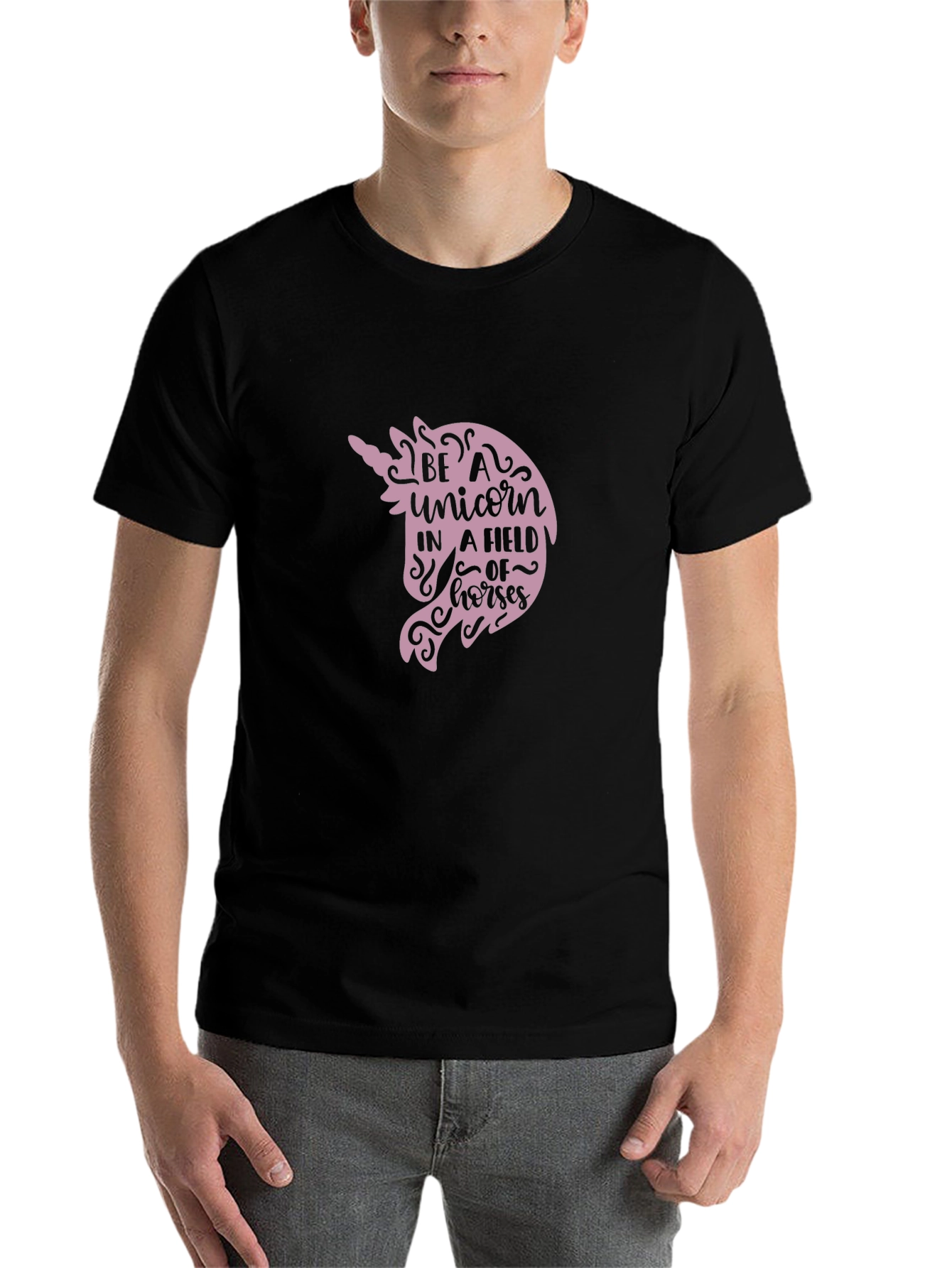 Black Be a Unicorn T-Shirt - Unique Graphic Tee view 7