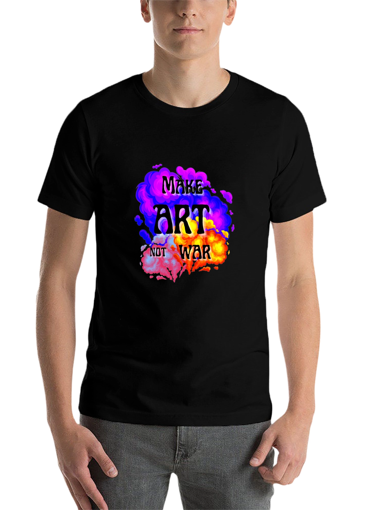 Black Make Art Not War Graphic T-Shirt view 7