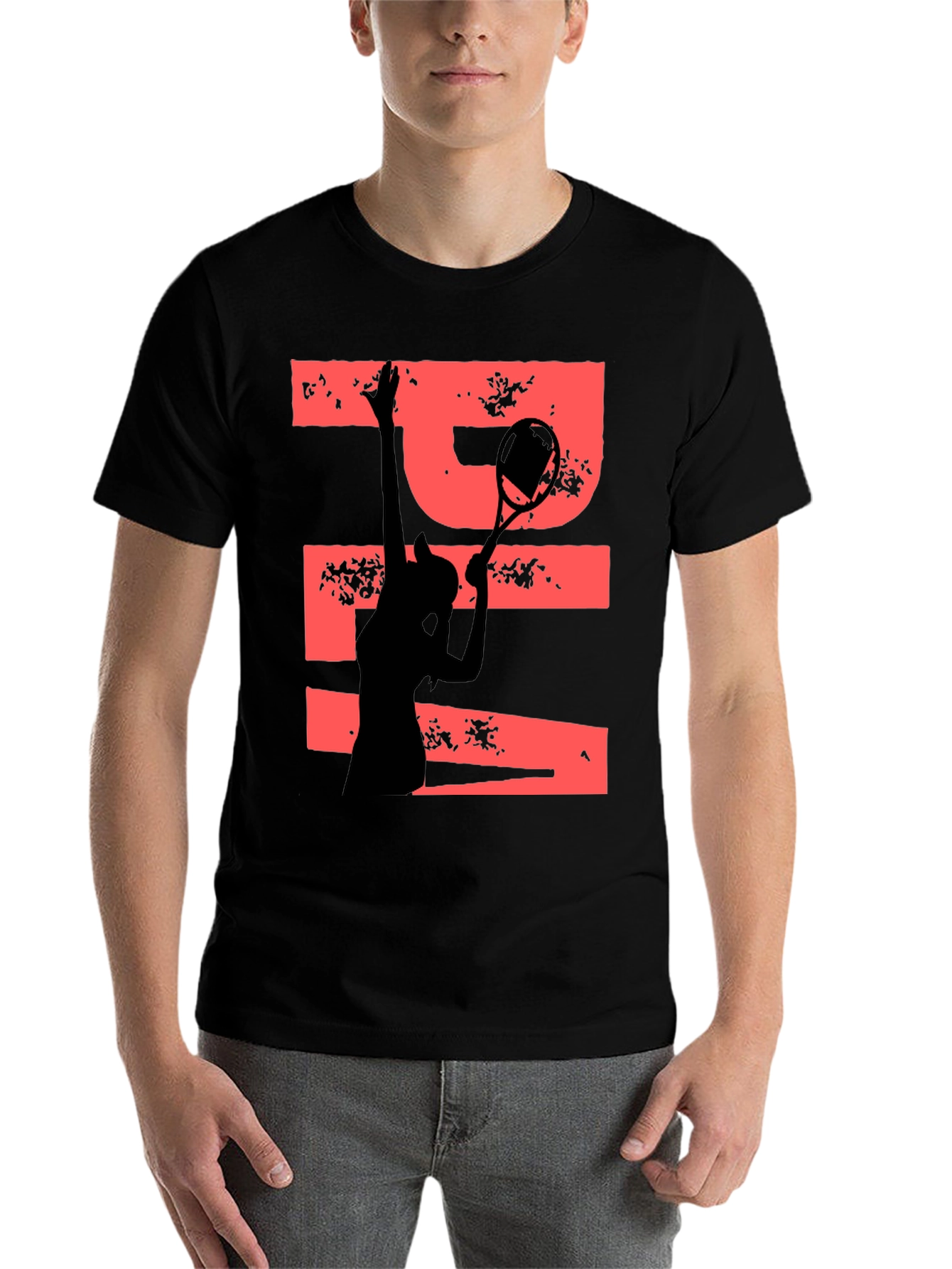 Black Tennis Player Graphic Tee - Unique Design view 7