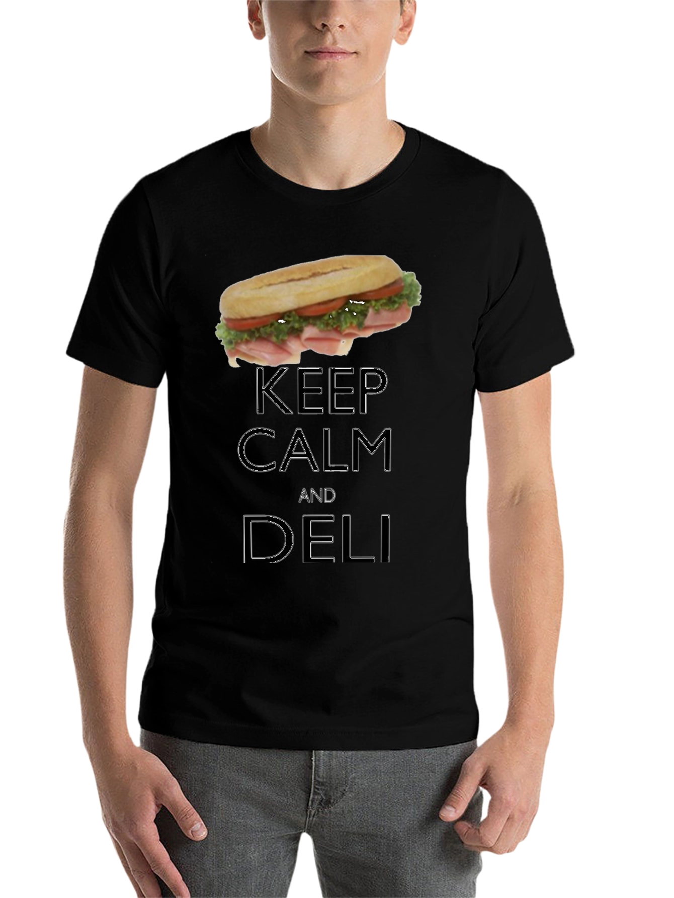 Black Keep Calm & Deli T-Shirt - Sandwich Lover Tee view 7