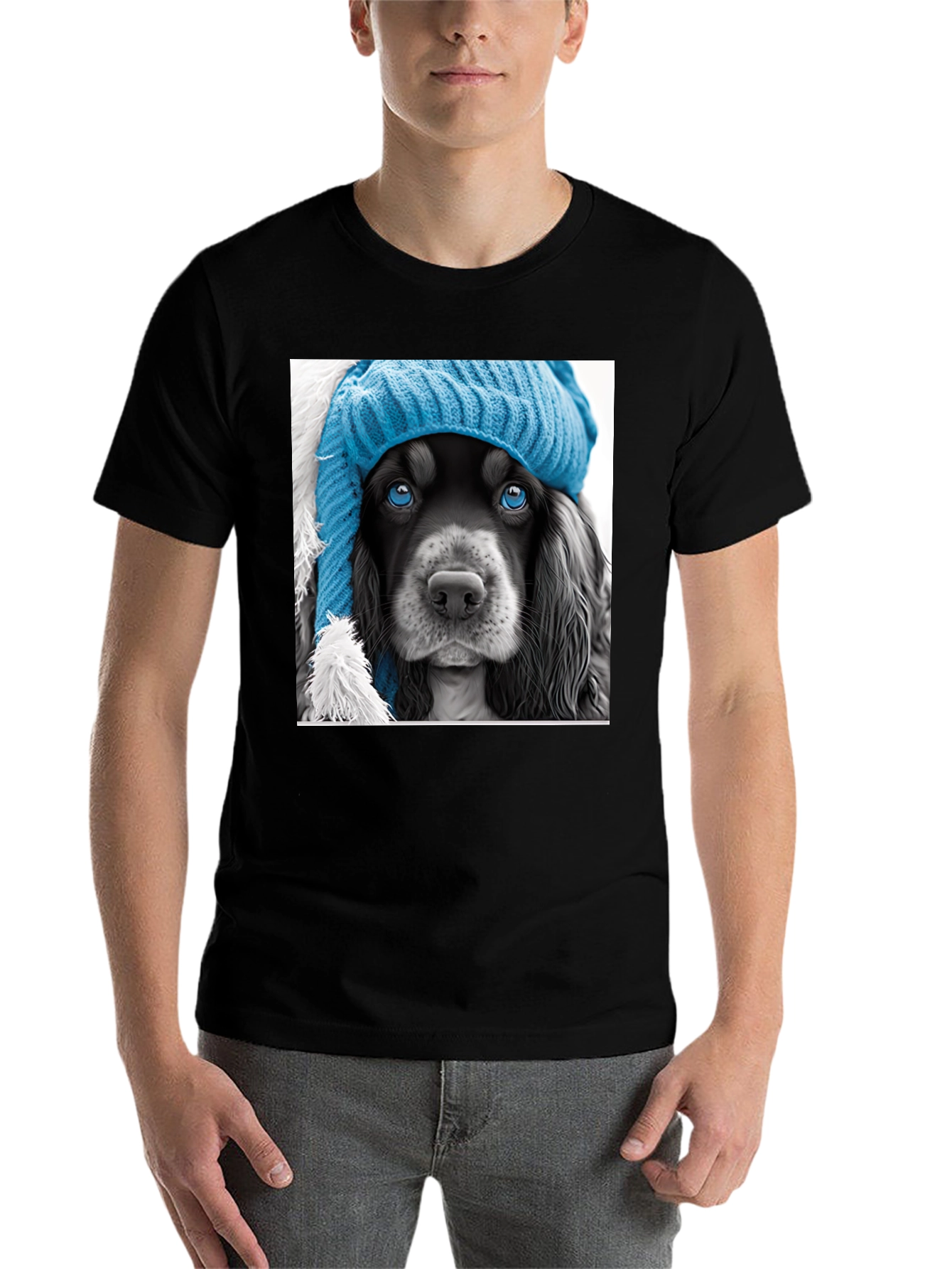 Black Dog in a Hat Graphic Tee view 7