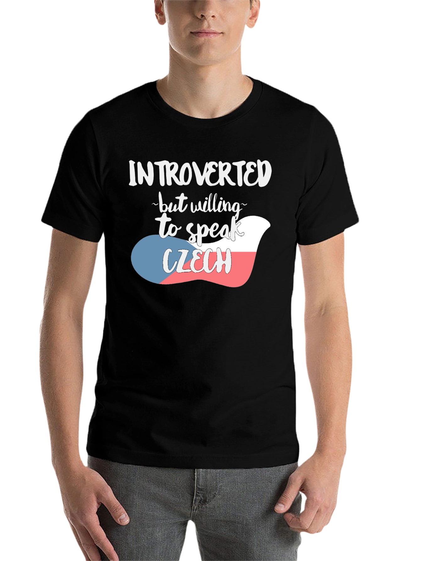 Black Introverted Czech Flag T-Shirt view 7