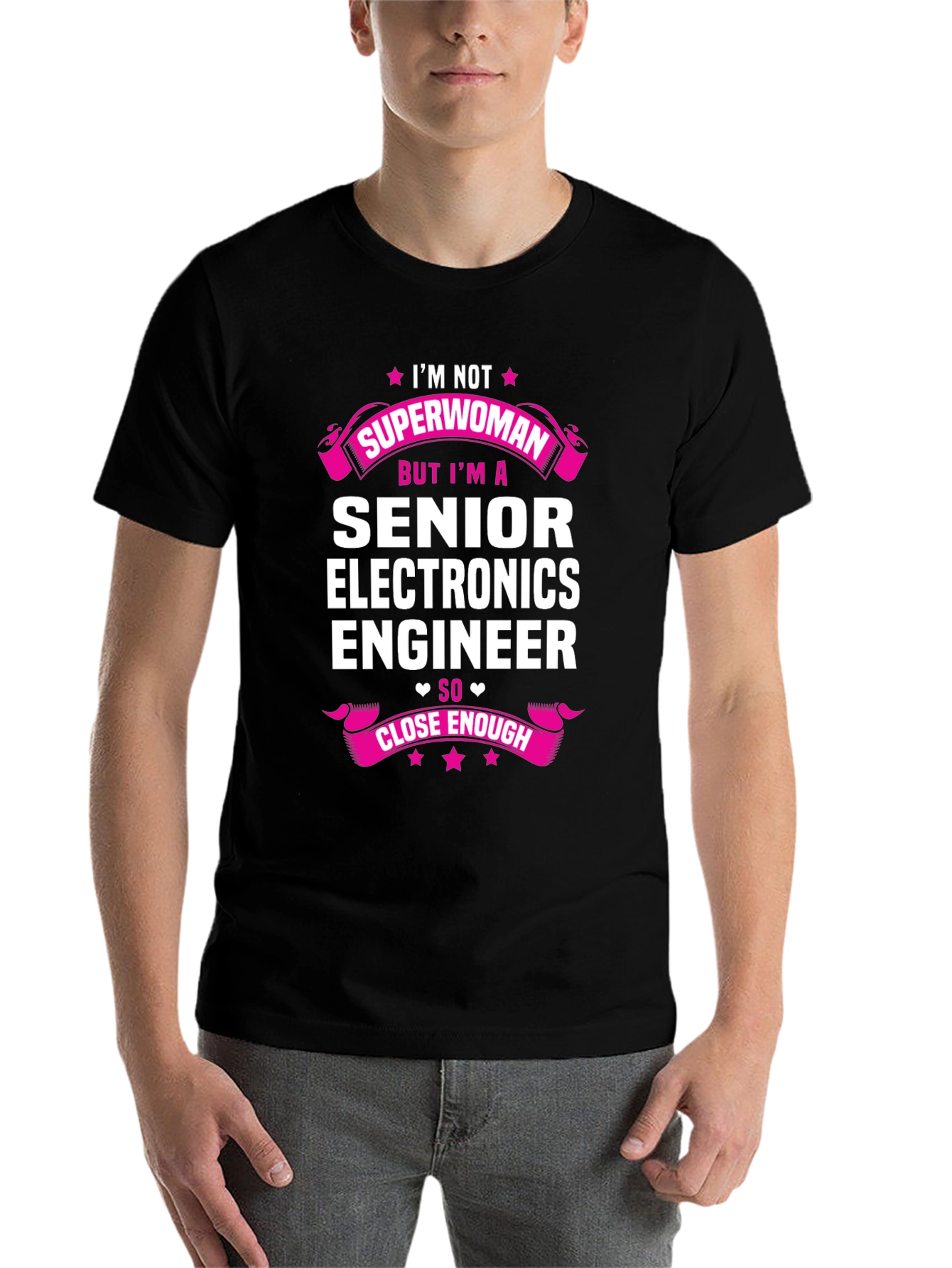 Black Senior Electronics Engineer T-Shirt - Superwoman Alternative view 7