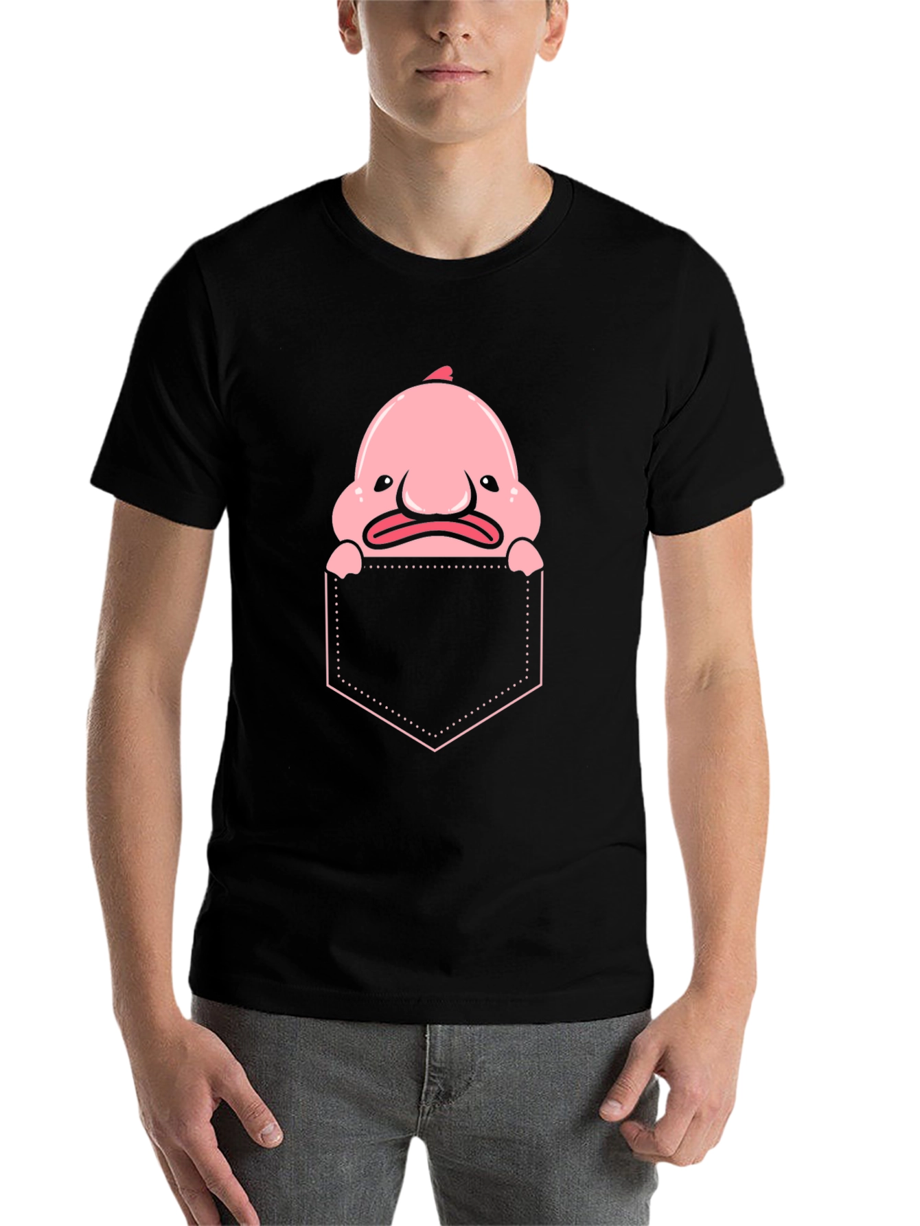 Black Blobfish Pocket T-Shirt - Funny Sea Creature Tee view 7