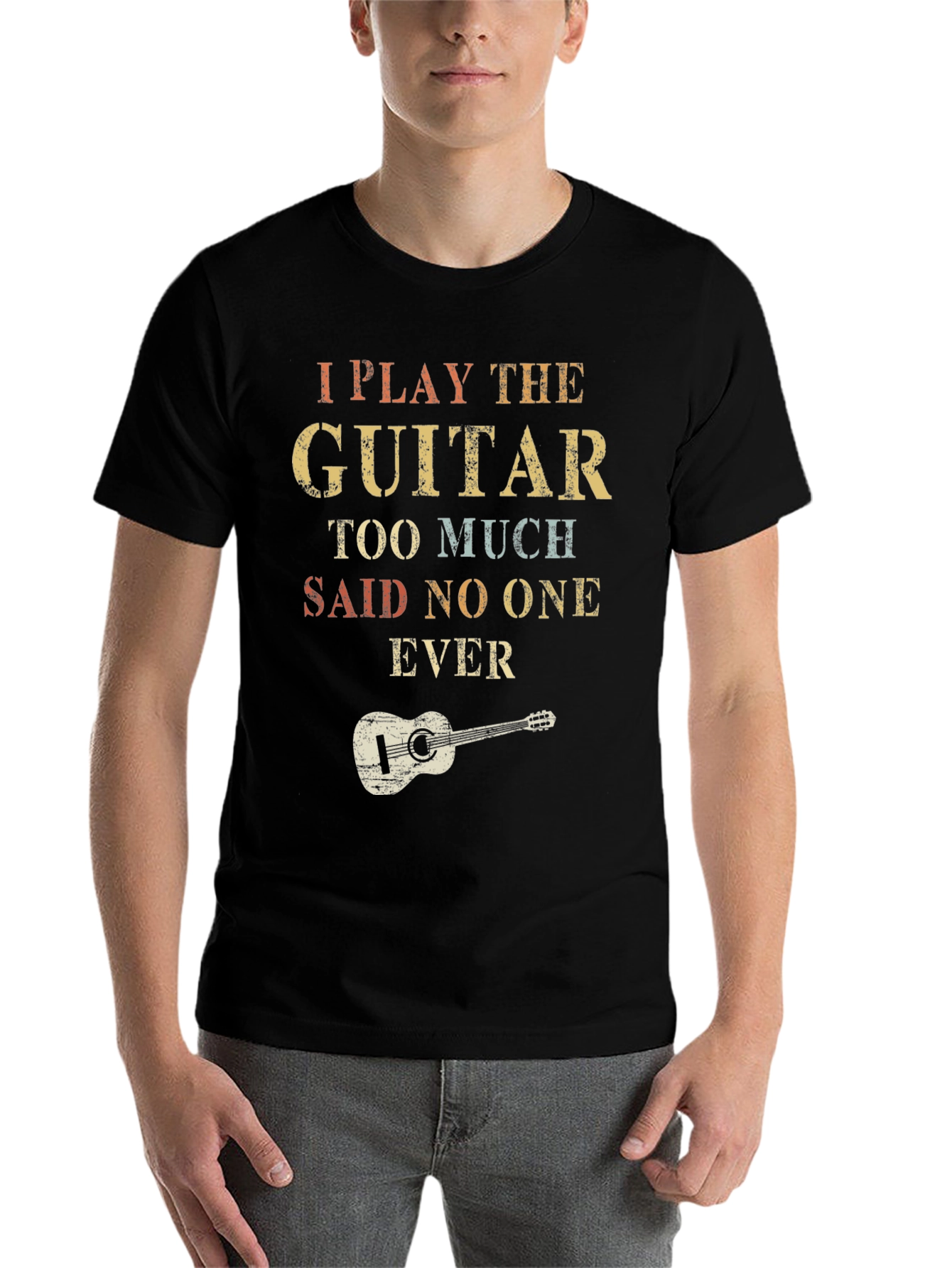 Black I Play Guitar Too Much T-Shirt view 7