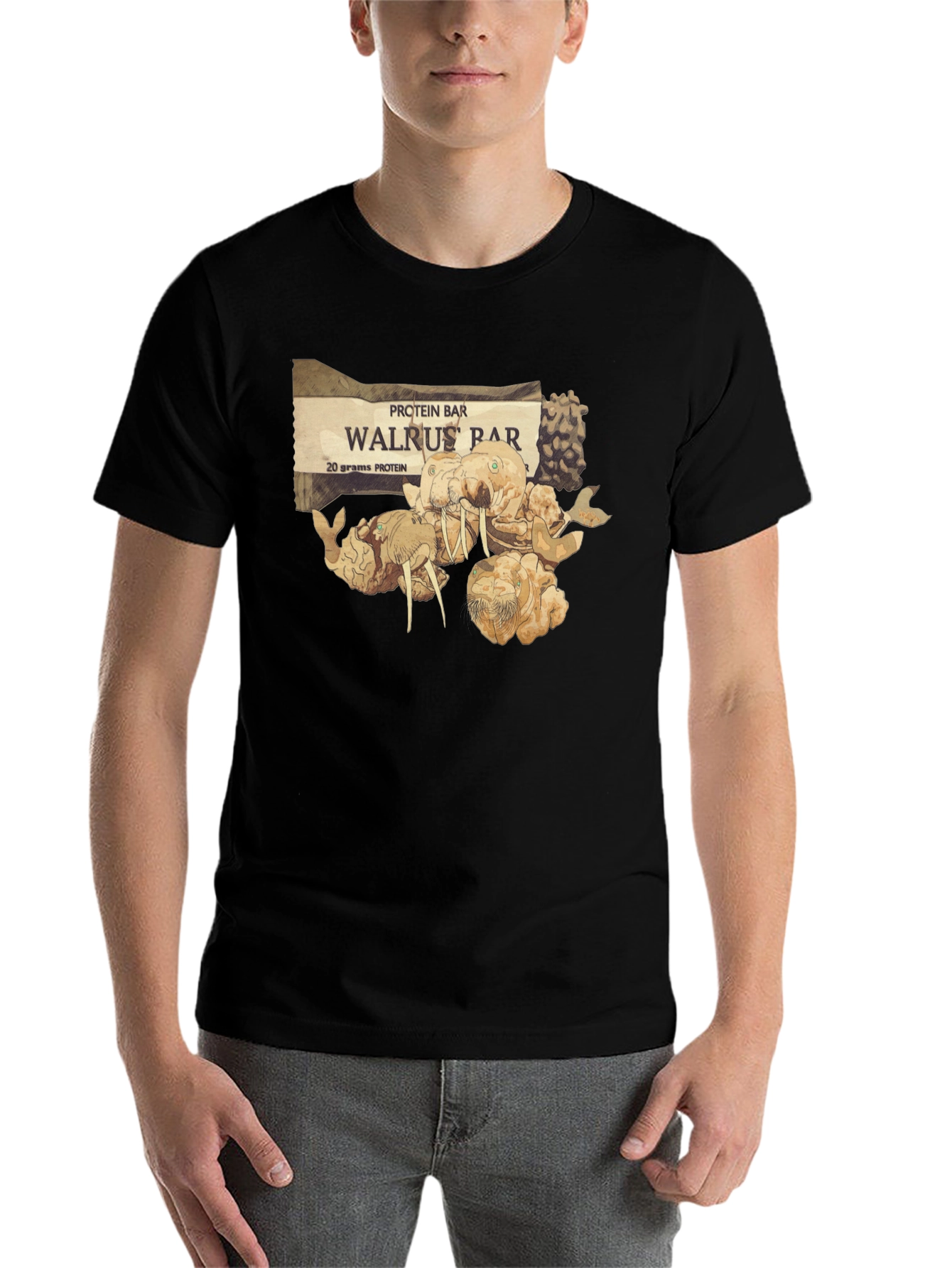 Black Walrus Bar Protein T-Shirt - Unique Graphic Tee view 7