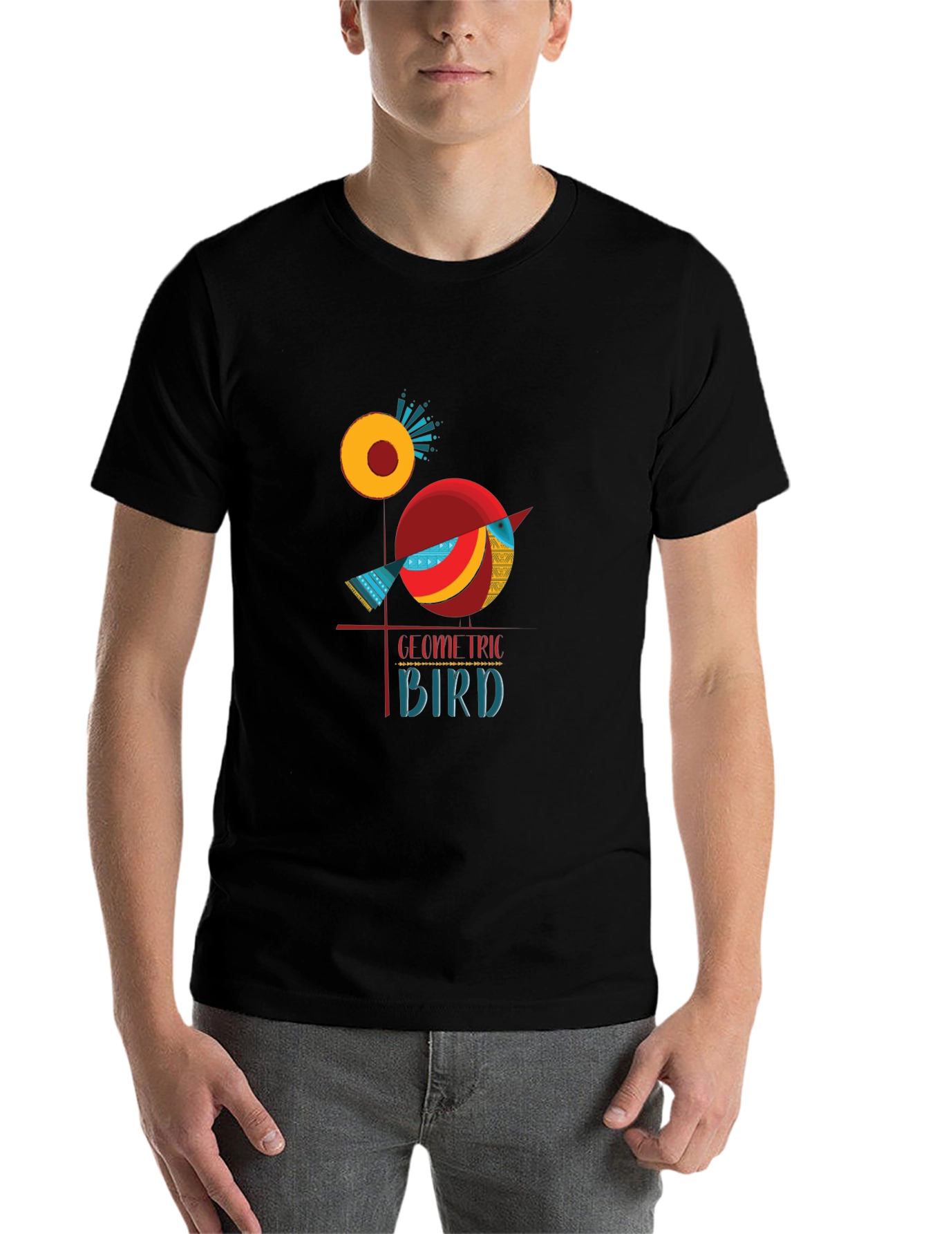 Black Geometric Bird Graphic Tee - Stylish Men's T-Shirt view 7