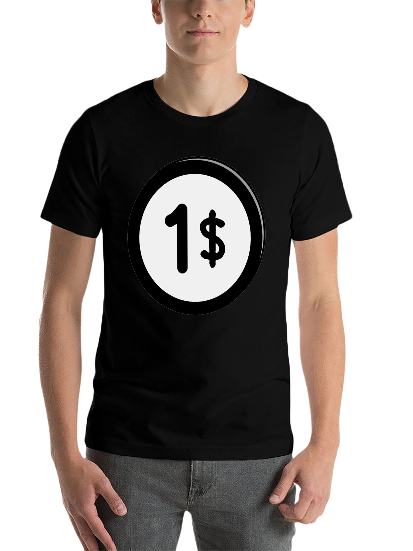 Black One Cent Graphic Tee - Black Cotton Casual Shirt view 7
