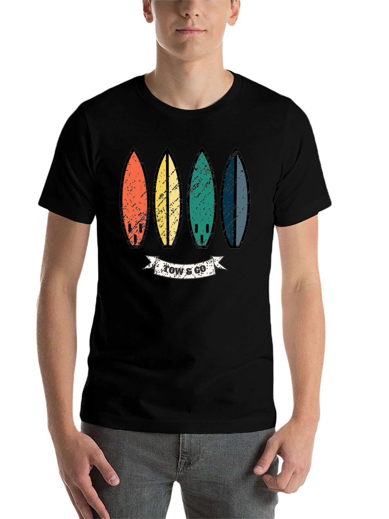 Black Retro Surfboard T-Shirt view 7