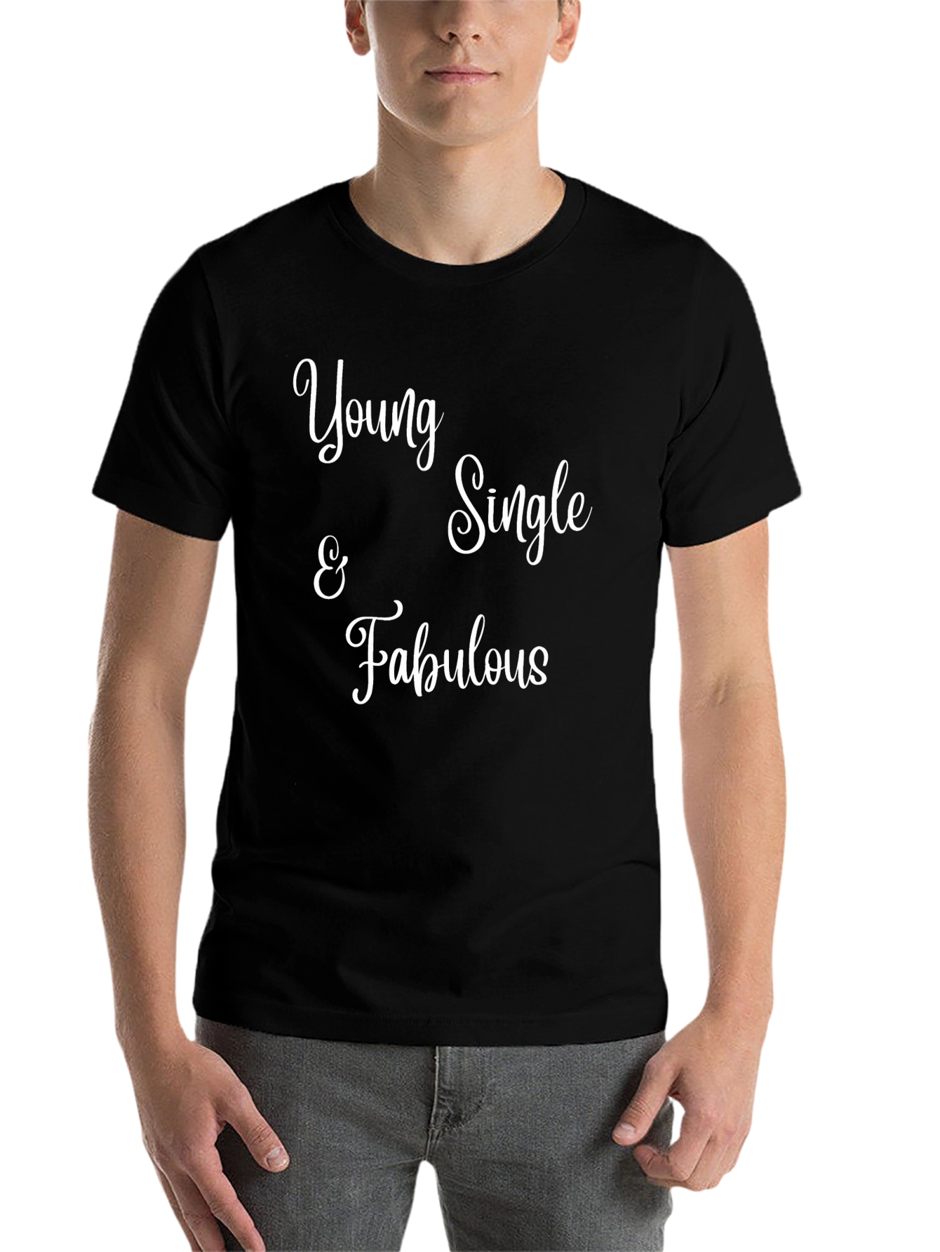 Black Young Single & Fabulous Graphic Tee - Trendy Slogan T-Shirt view 7