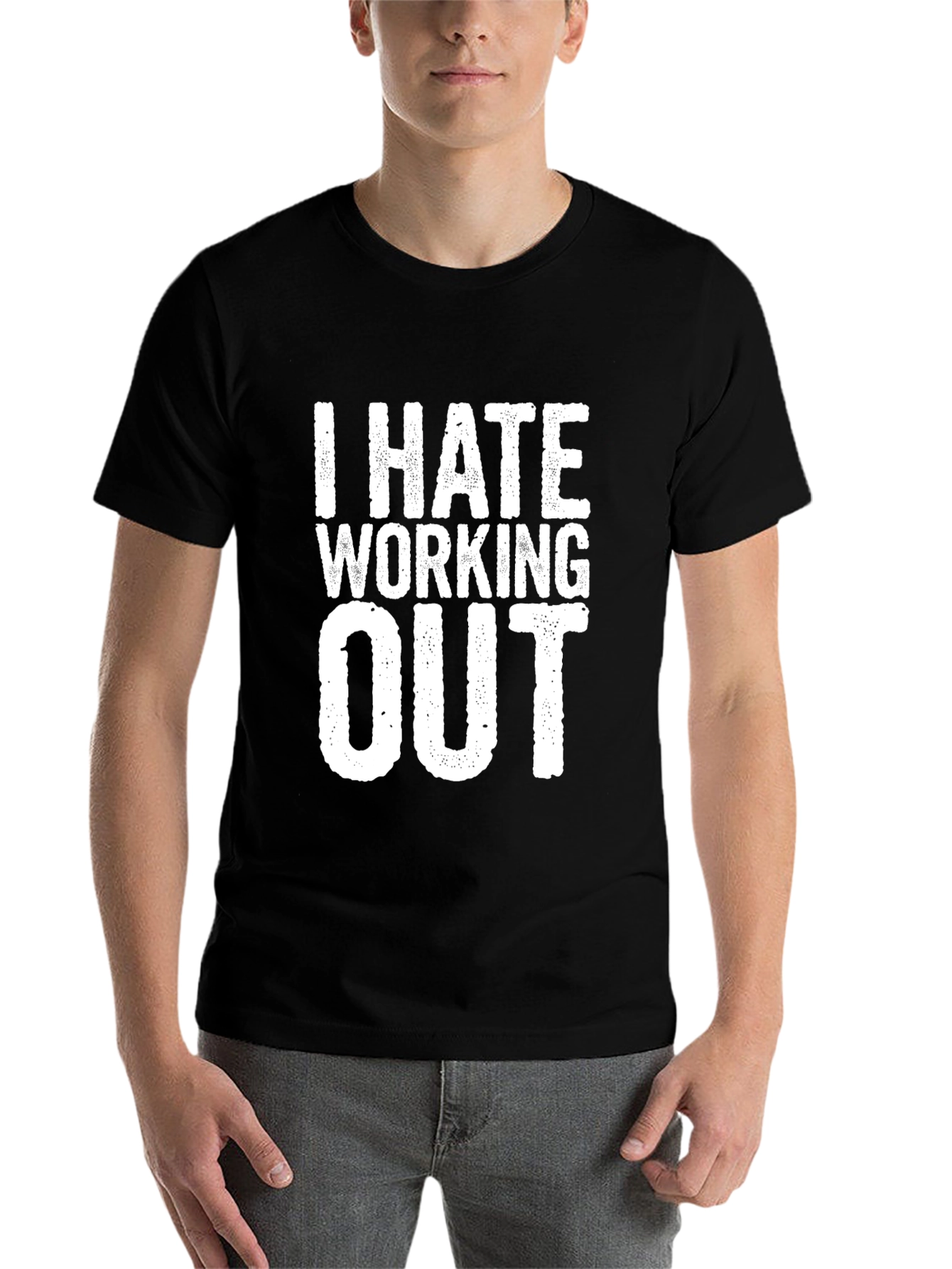 Black I Hate Working Out T-Shirt - Funny Gym Tee view 7
