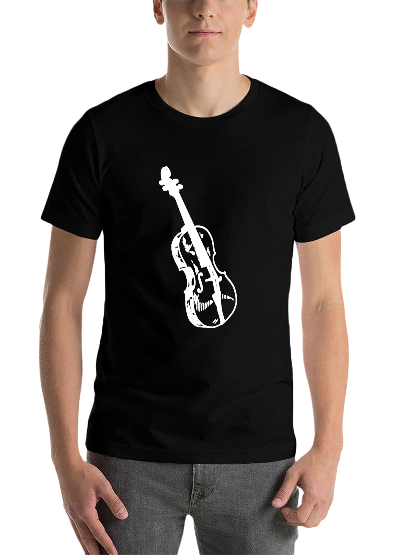 Black Violin Graphic Tee - Black Casual T-Shirt view 7