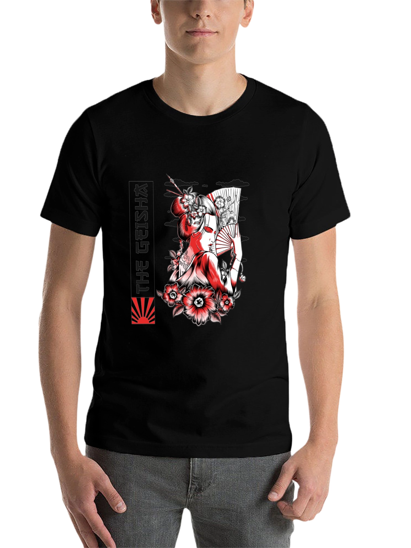 Black Geisha Art Graphic Tee - Black view 7