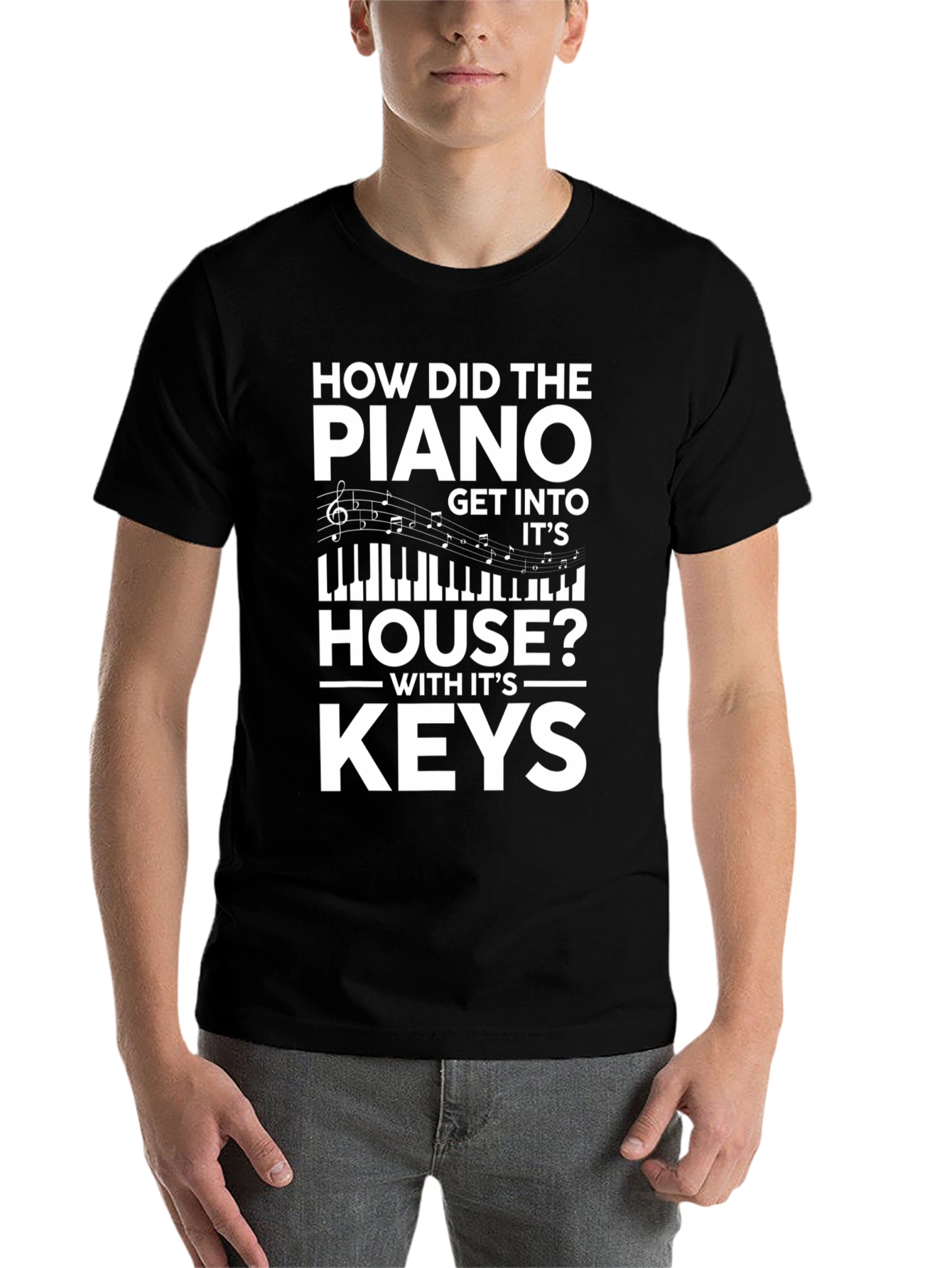 Black Piano Keys Pun T-Shirt - Musician Humor Tee view 7