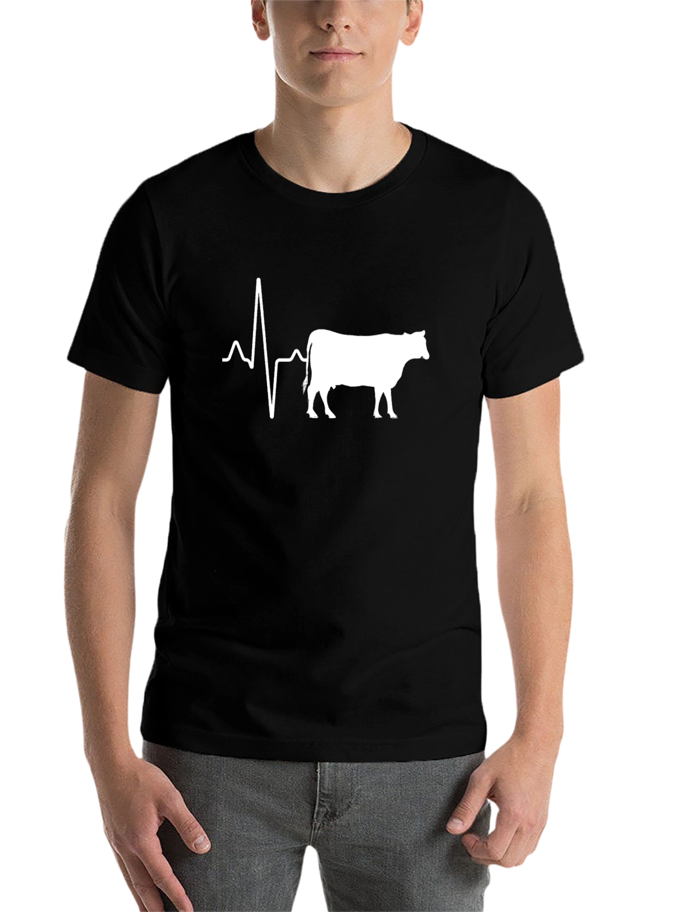 Black Cow Heartbeat Black T-Shirt view 7