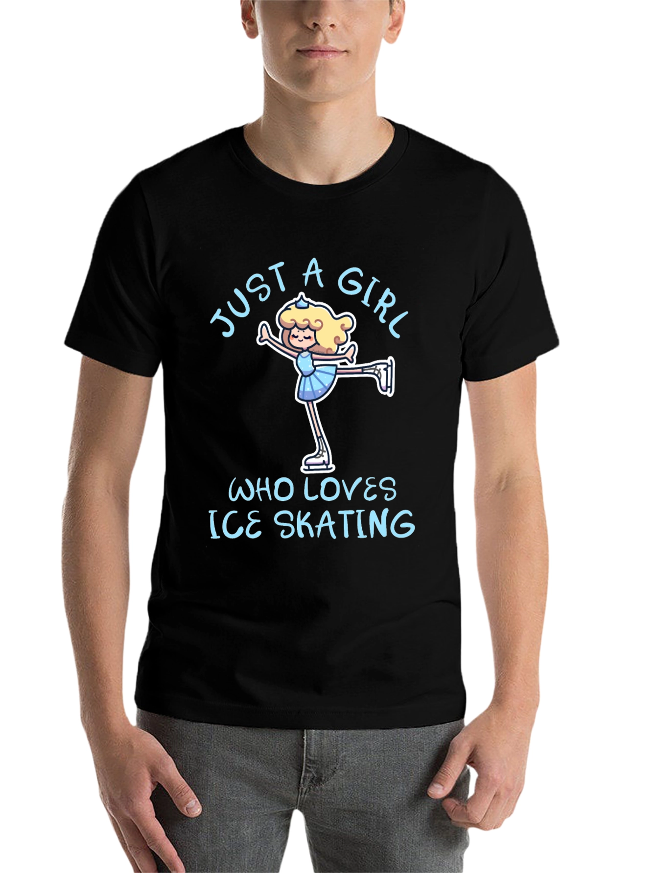Black Just a Girl Who Loves Ice Skating T-Shirt view 7