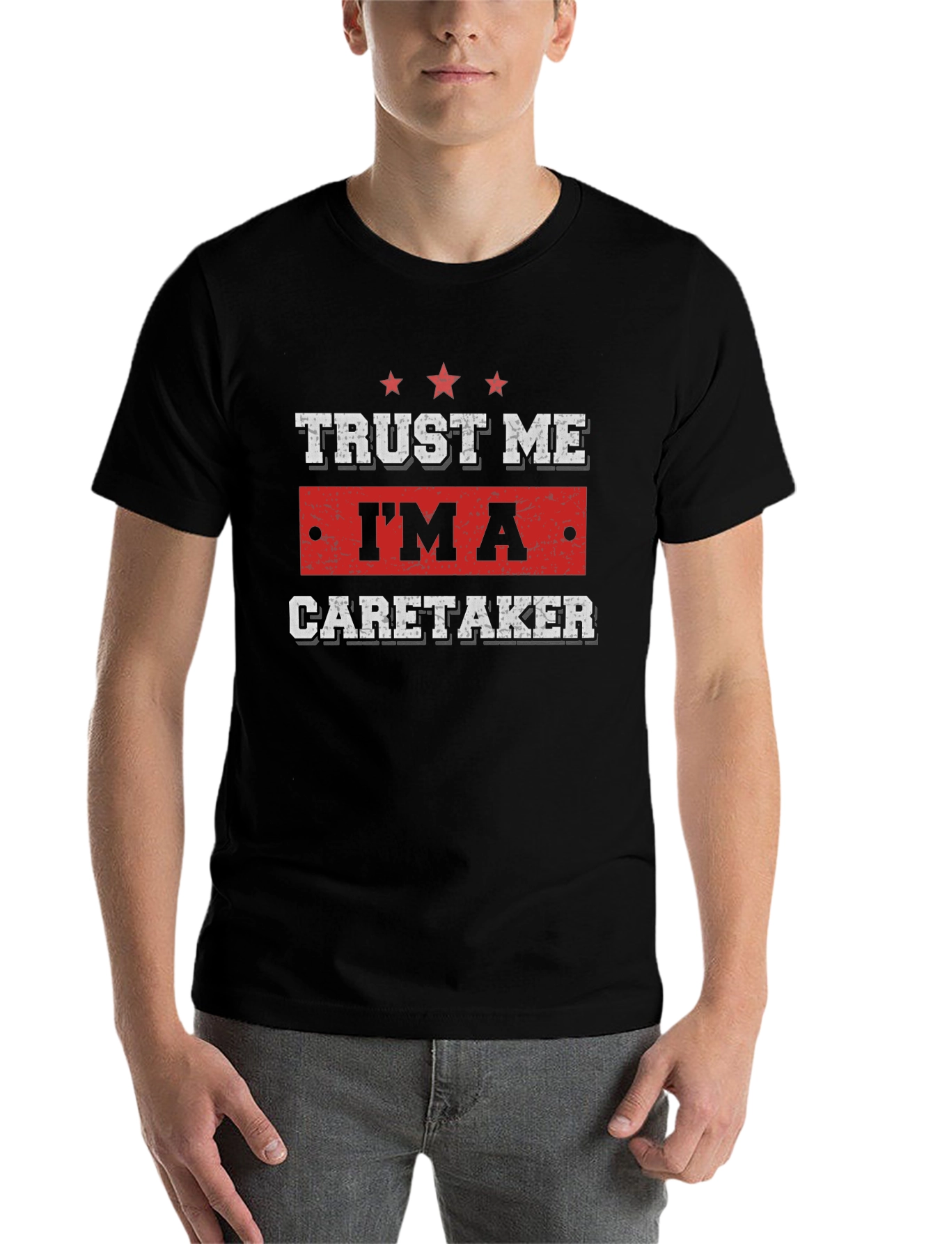 Black Trust Me I'm a Caretaker T-Shirt view 7