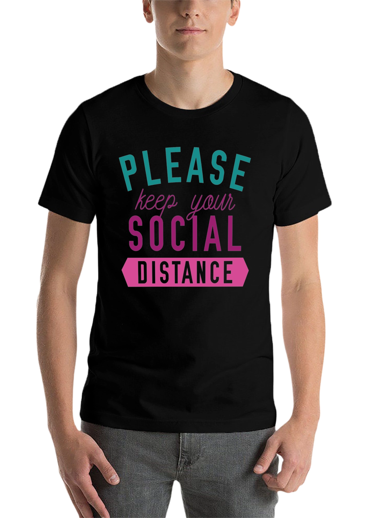 Black Social Distance Graphic Tee - Stylish & Safe! view 7