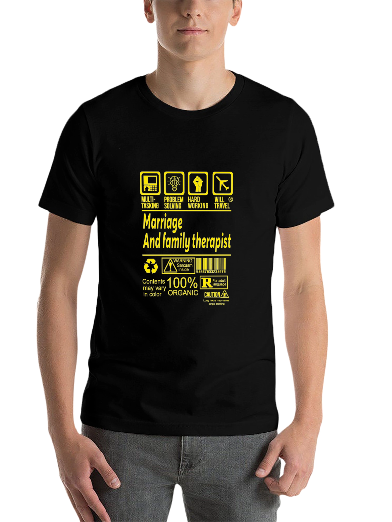 Black Marriage & Family Therapist Humor T-Shirt view 7