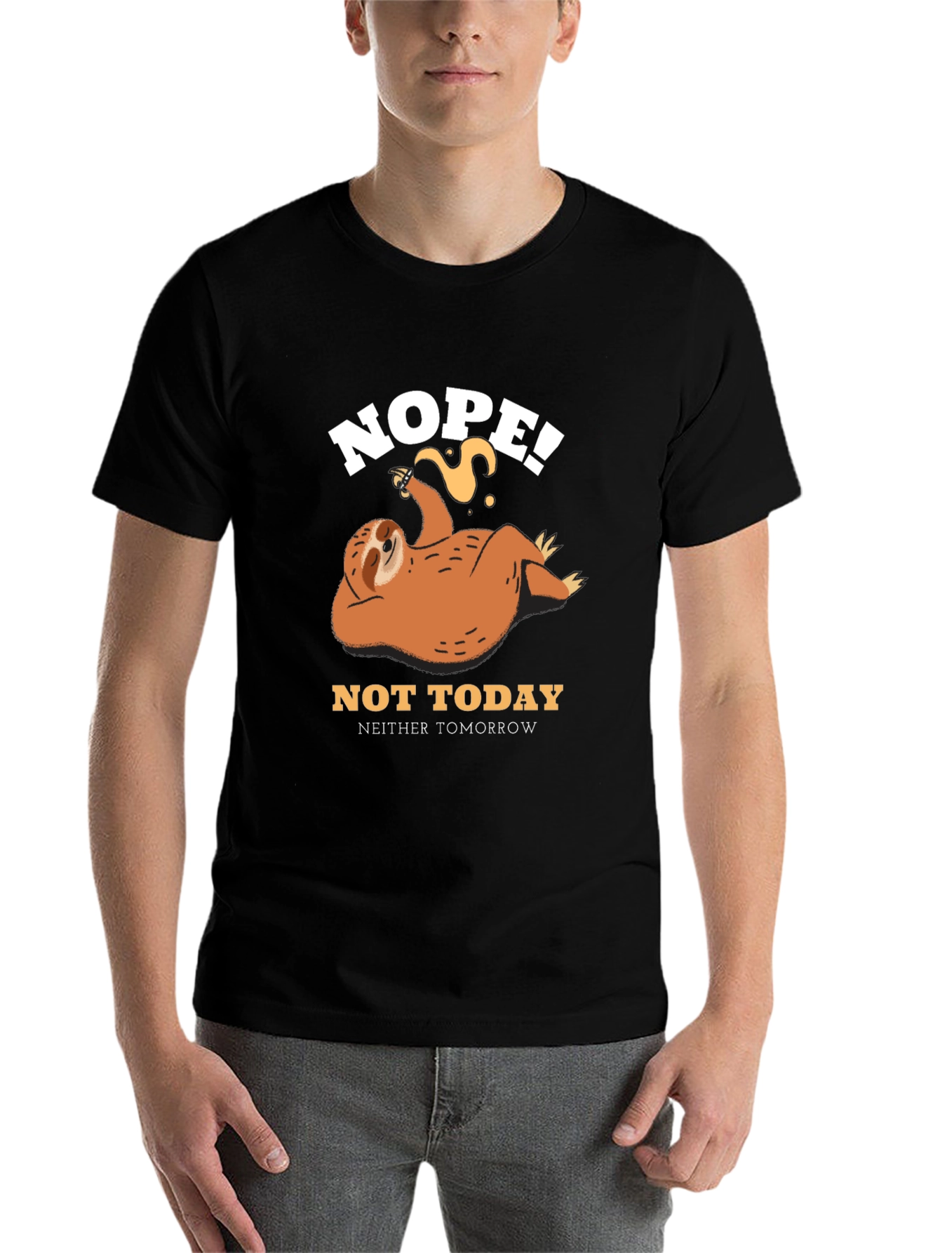 Black Nope, Not Today Sloth Graphic Tee view 7