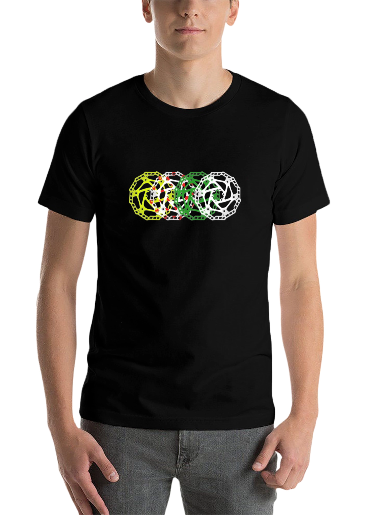 Black Mountain Bike Rotor Graphic Tee - Cycling Enthusiast Apparel view 7