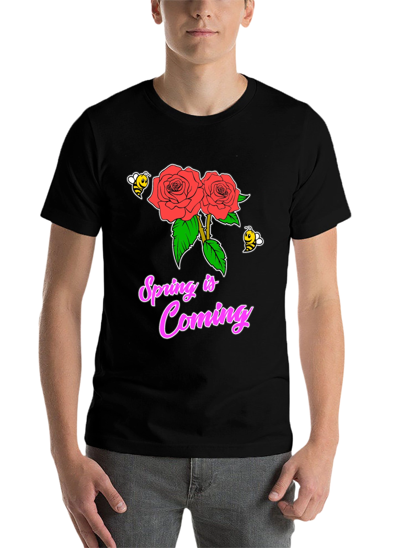 Black Spring is Coming Roses T-Shirt view 7