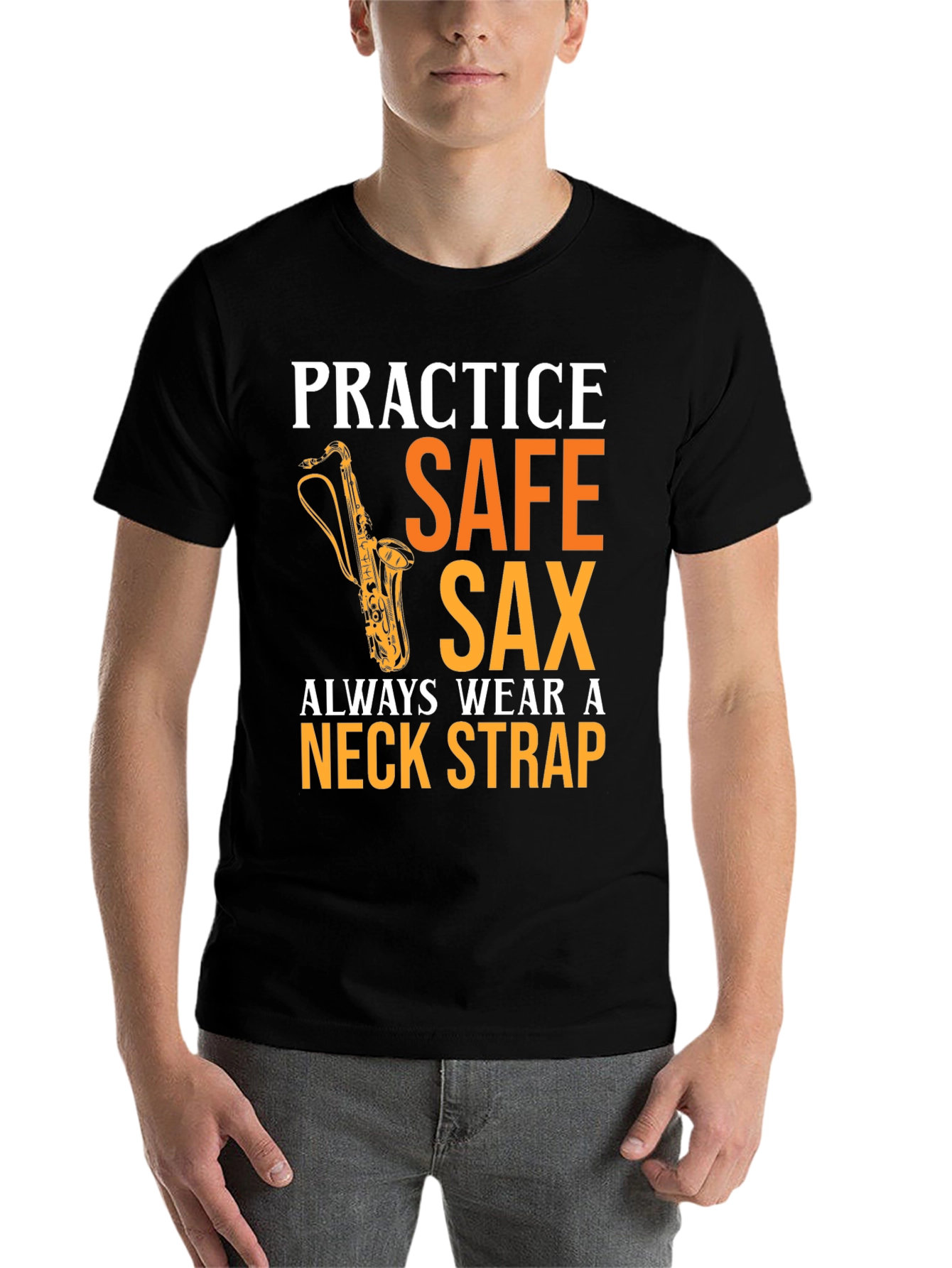 Black Practice Safe Sax T-Shirt - Musician Apparel view 7