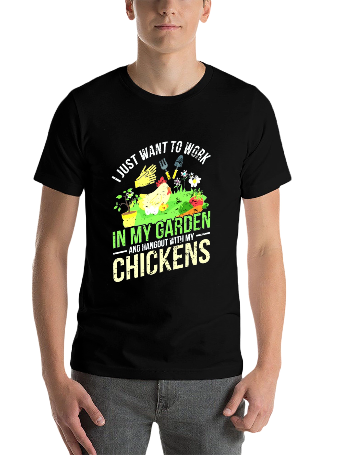 Black Gardening & Chicken Lover T-Shirt view 7