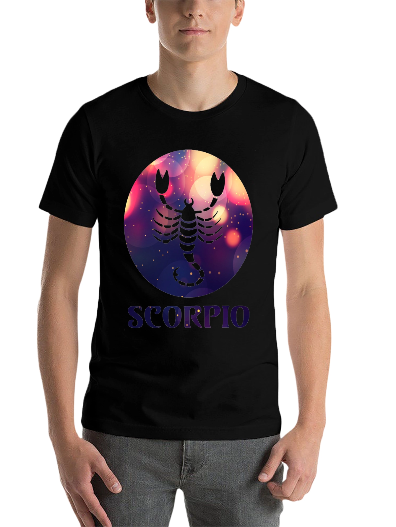 Black Scorpio Zodiac Graphic T-Shirt - Black Cotton Blend view 7