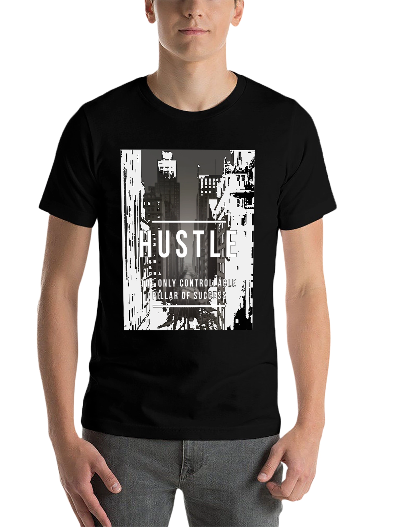 Black Hustle Graphic T-Shirt - Motivational Streetwear view 7