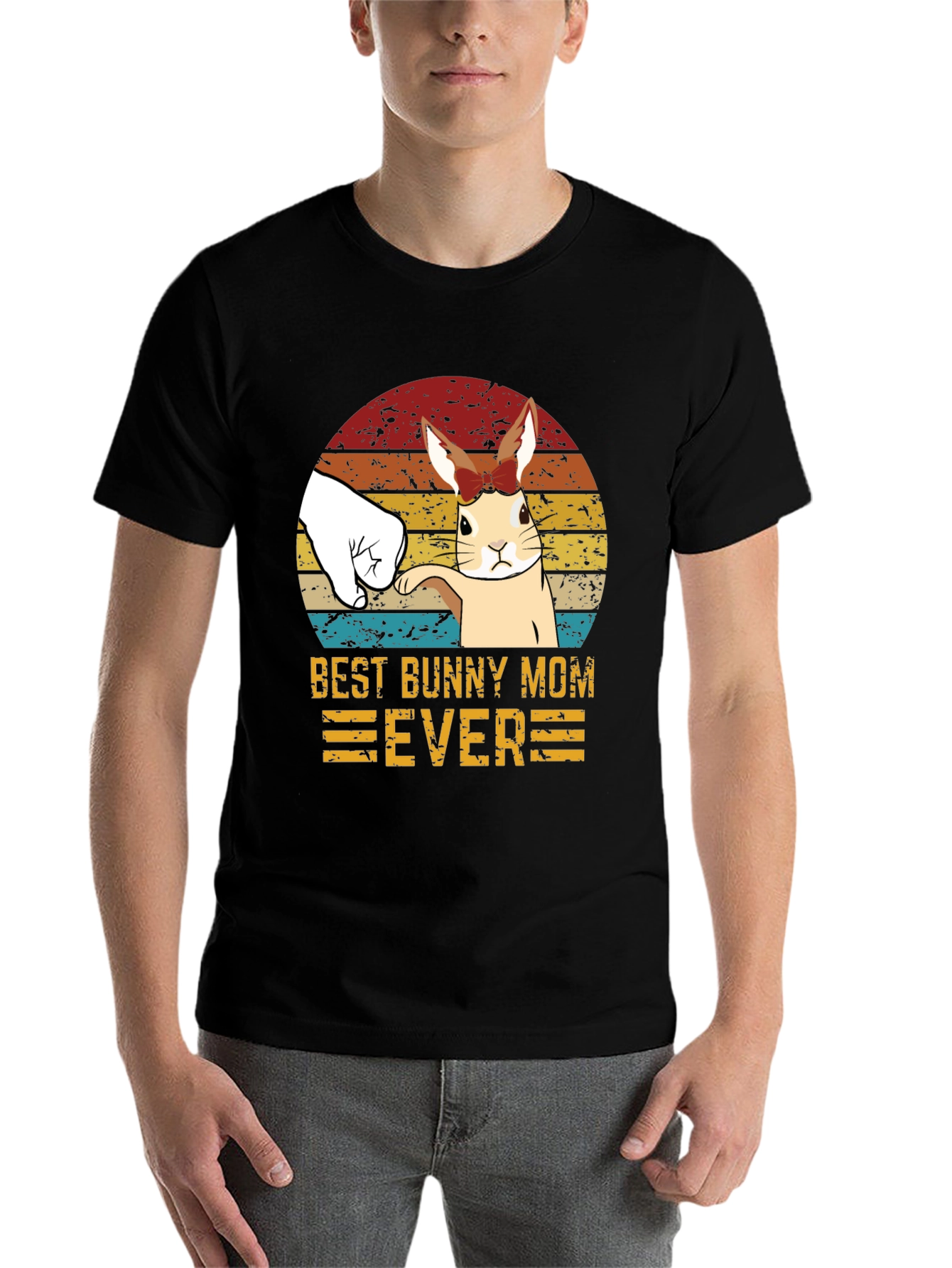 Black Best Bunny Mom Ever T-Shirt view 7