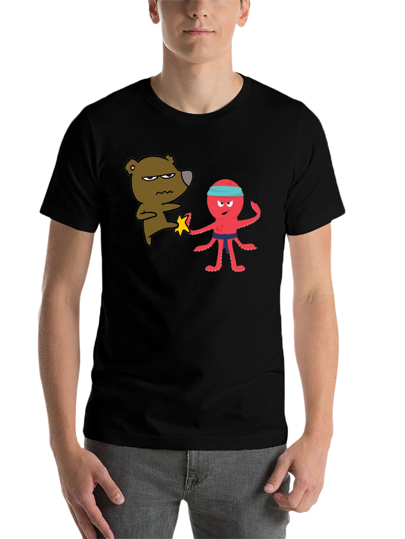 Black Bear vs Octopus T-Shirt - Martial Arts Funny Tee view 7