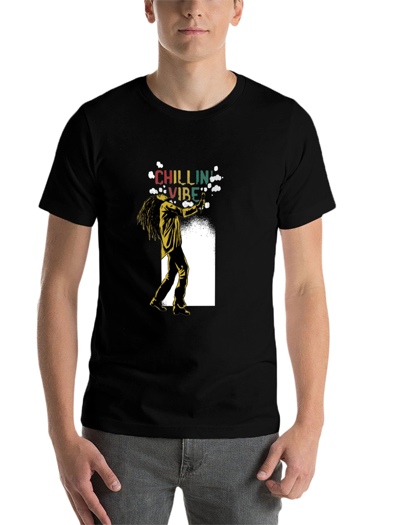 Black Chillin Vibe Graphic T-Shirt - Relaxed Style view 7