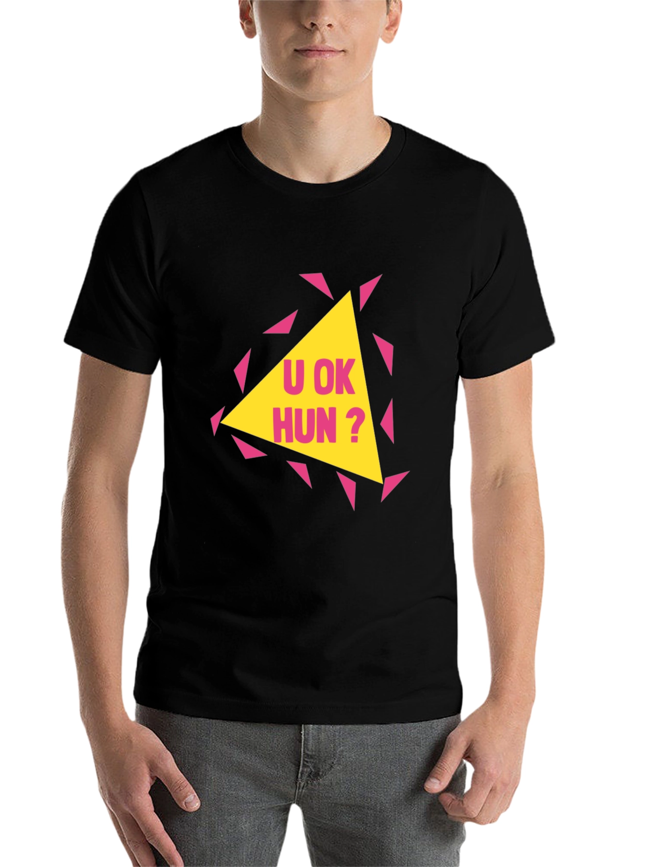 Black U OK Hun? Graphic Print T-Shirt view 7