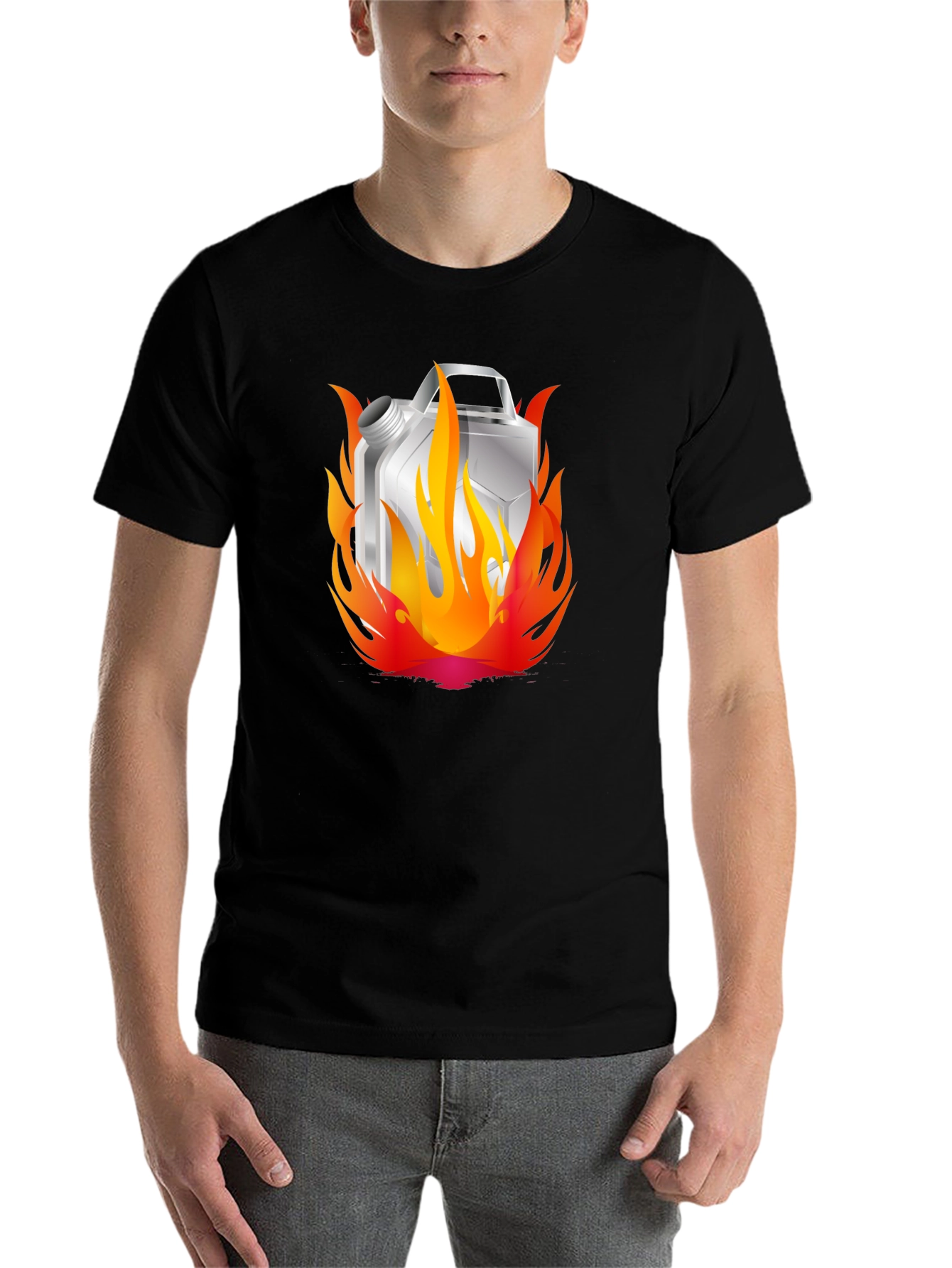 Black Burning Gas Can T-Shirt - Cool Graphic Tee view 7