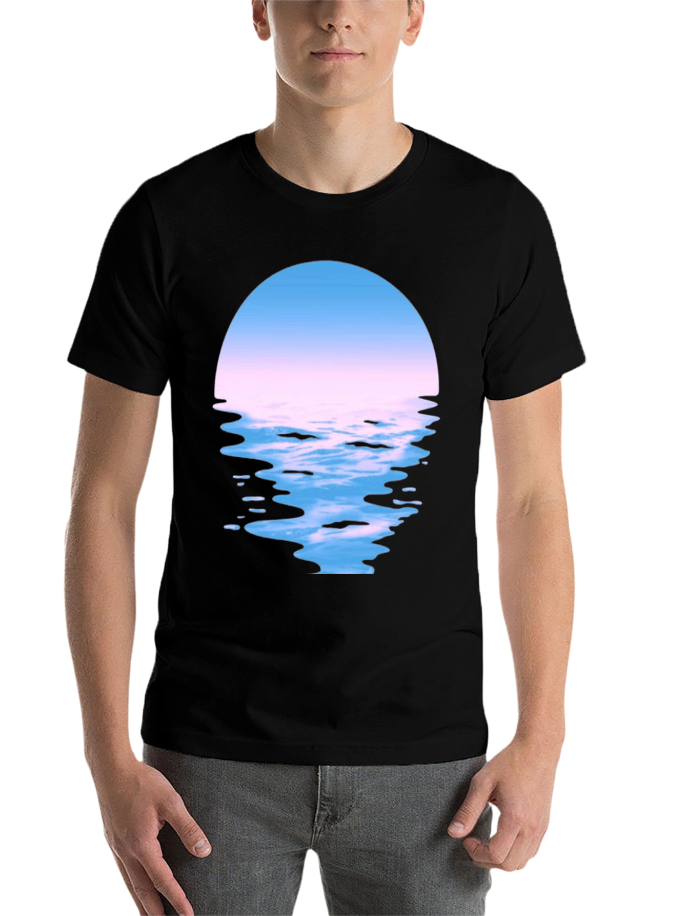 Black Sunset Reflection Graphic Tee - Soft Cotton view 7