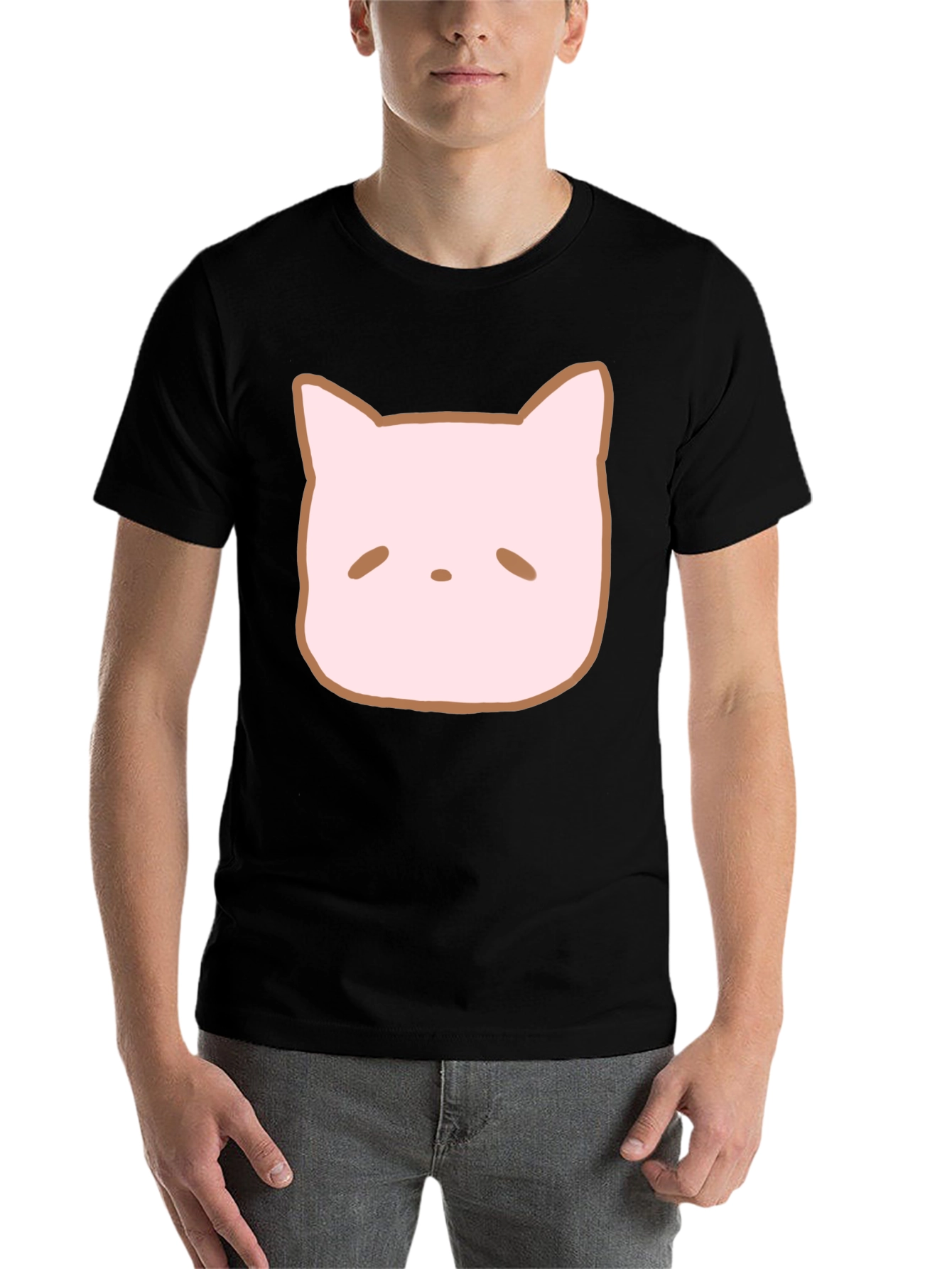 Black Cute Cat Face Graphic Tee - Casual Style view 7