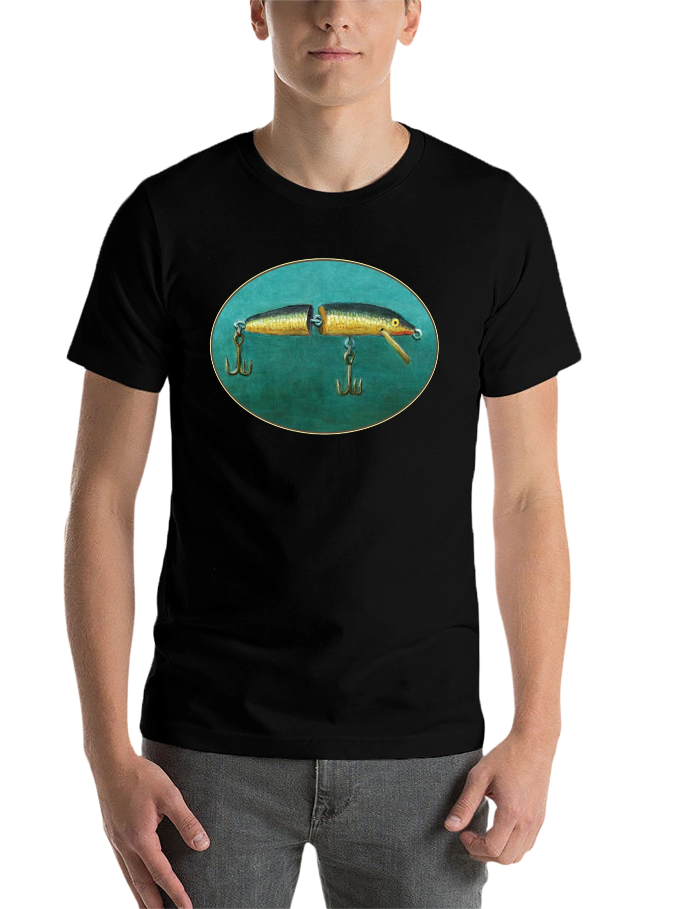 Black Vintage Fishing Lure Tee - Unique Graphic T-Shirt view 7