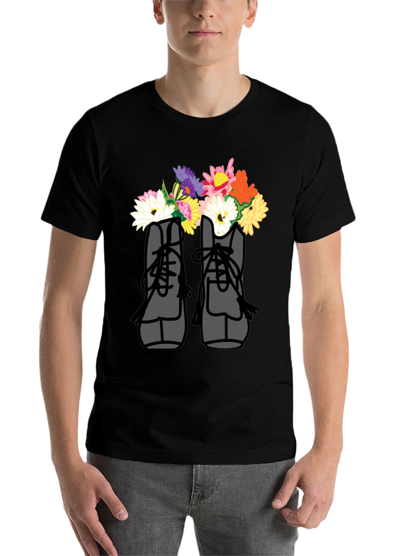 Floral Boots T-Shirt - Unique Graphic Tee for Casual Wear - 7
