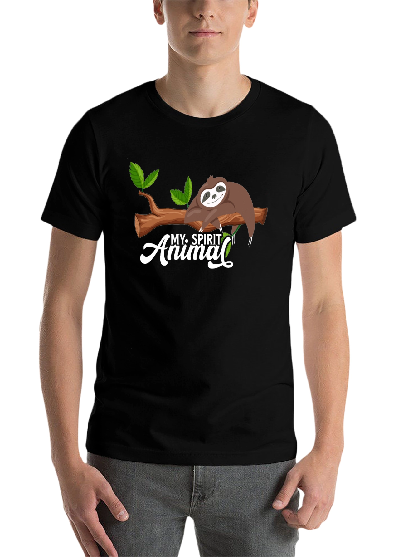 Black My Spirit Animal Sloth Graphic T-Shirt view 7