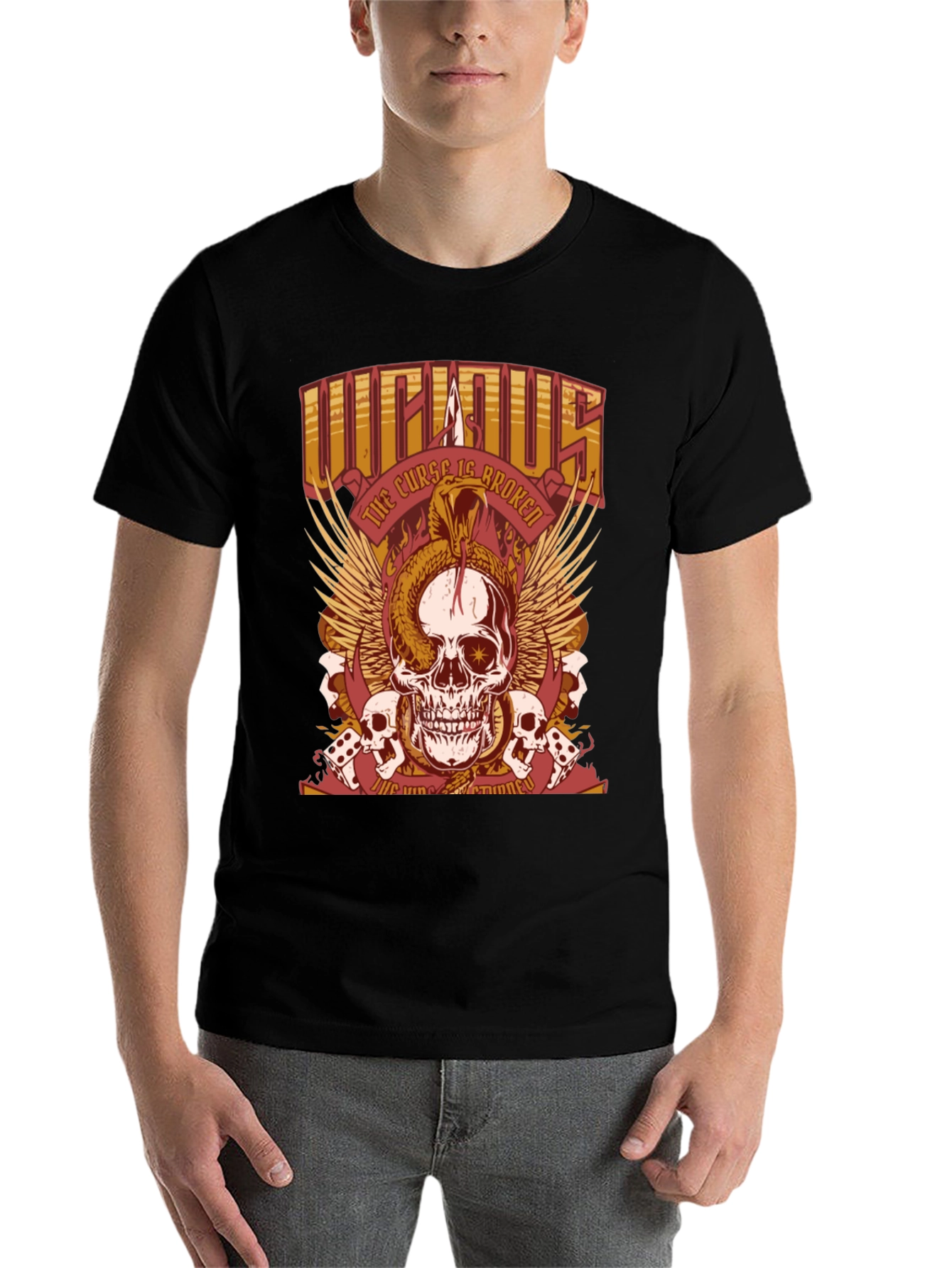 Black Skull & Snake Graphic T-Shirt - The Curse Is Broken view 7