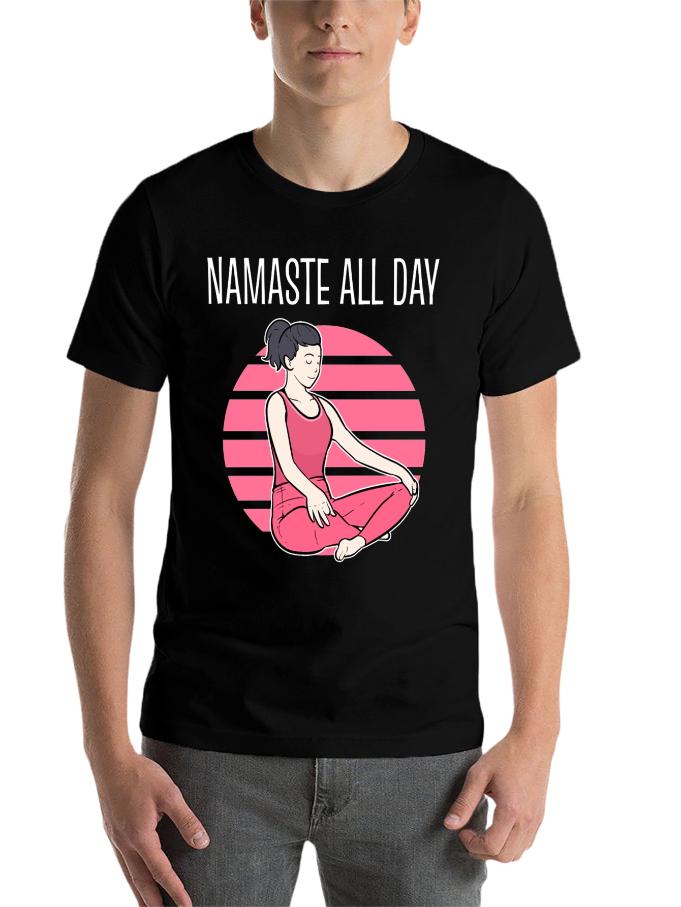 Black Namaste All Day Graphic T-Shirt - Yoga Design view 7
