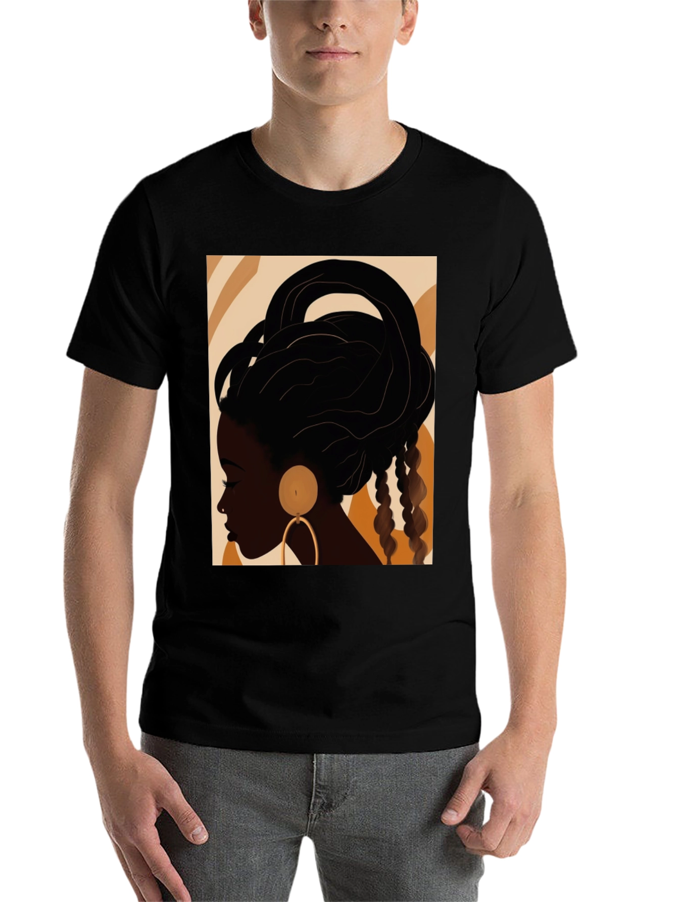Black Stylish Afro Art Black T-Shirt view 7