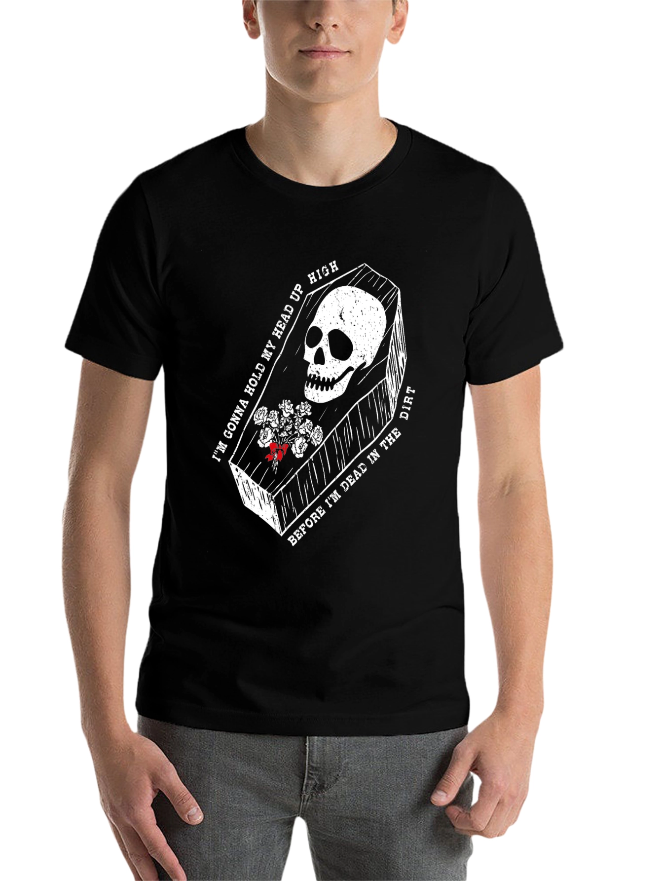 Black Skull Coffin Graphic Tee - Hold My Head Up High view 7
