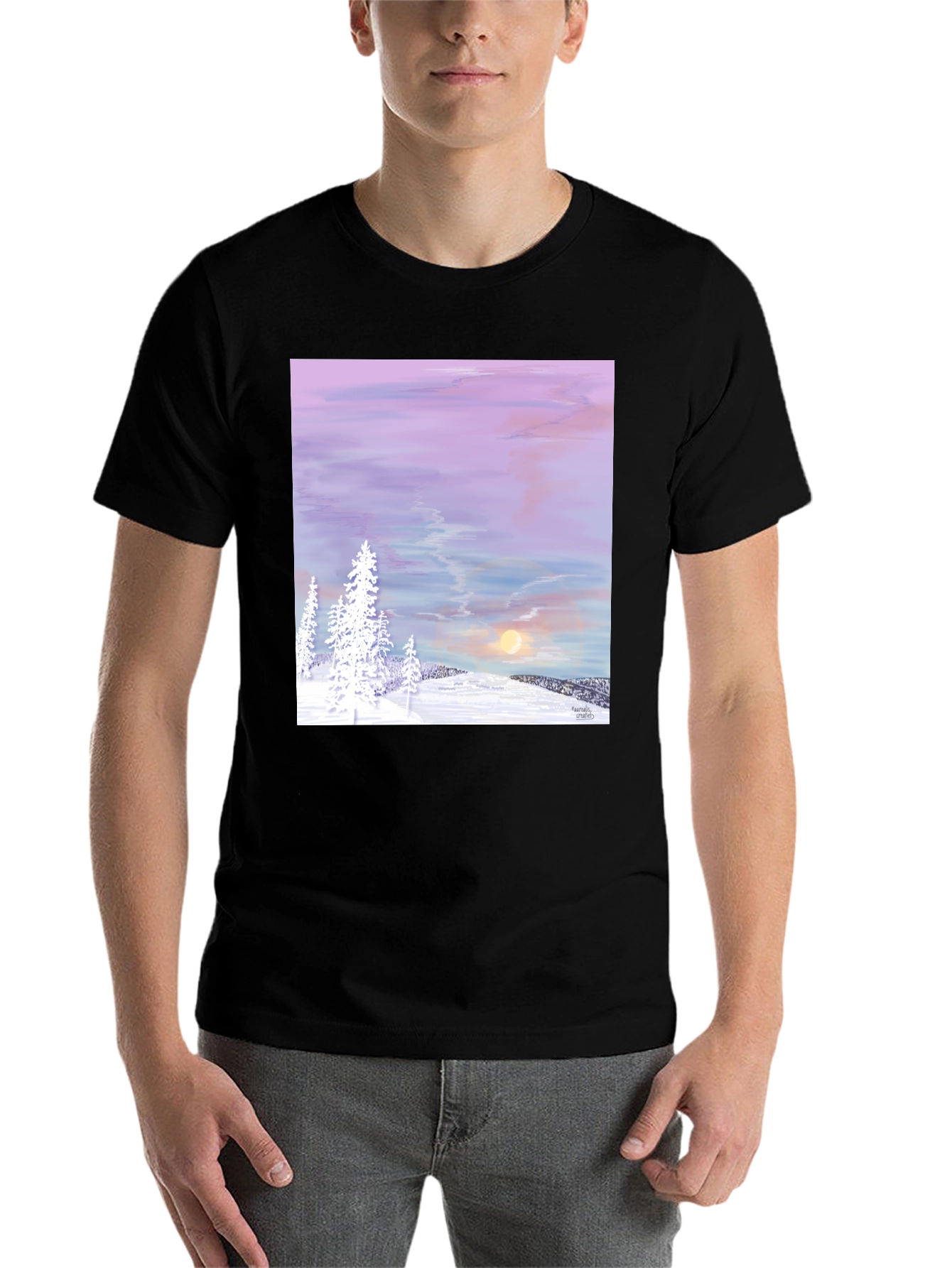 Black Winter Sunset Graphic Tee view 7