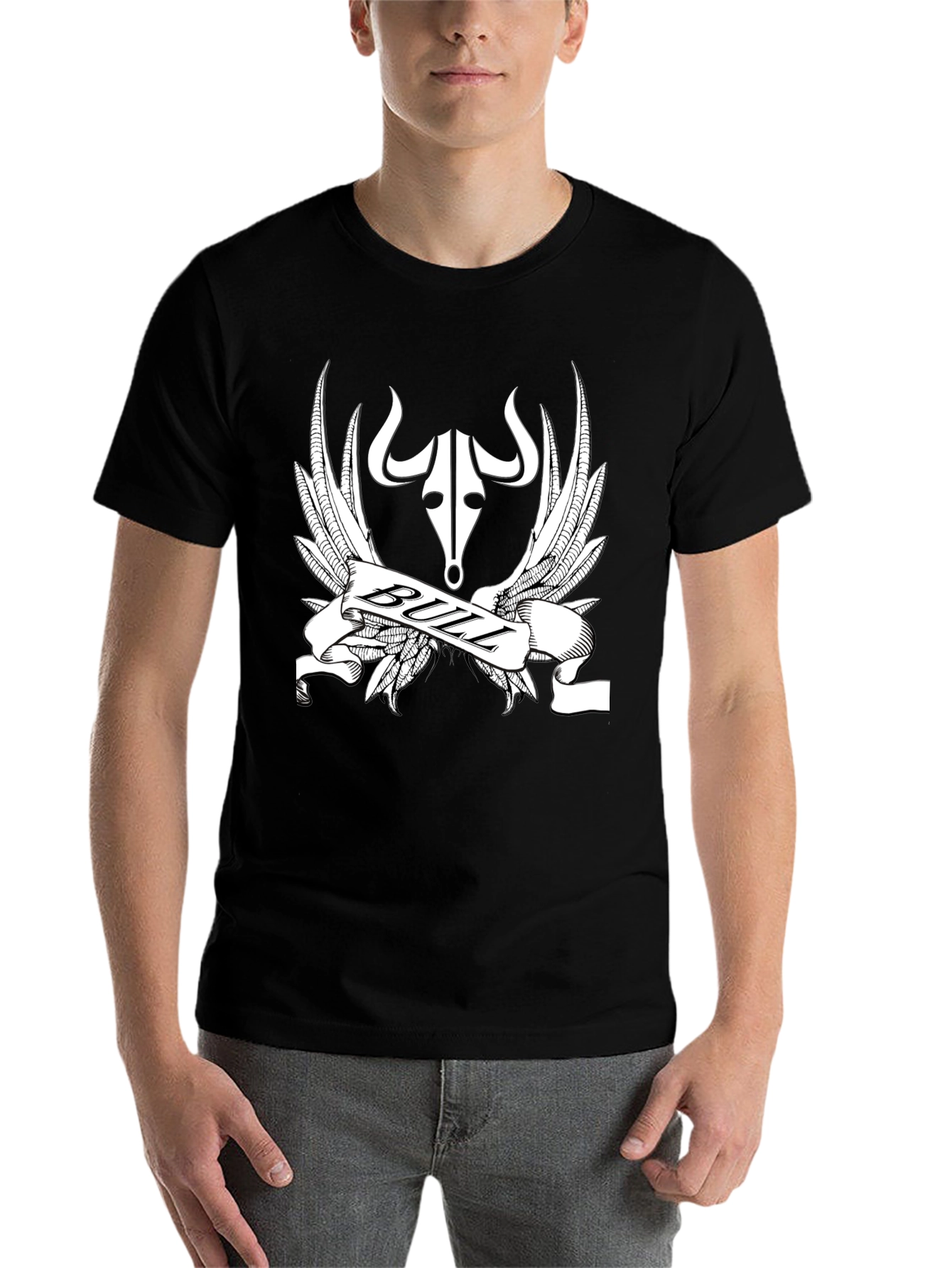 Black Bull Design Black T-Shirt view 7