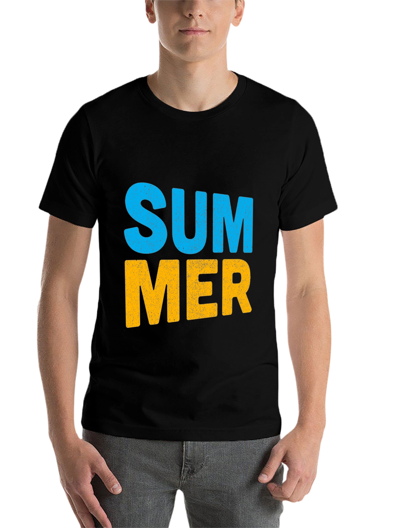 Black Summer Graphic Print Black Cotton T-Shirt view 7