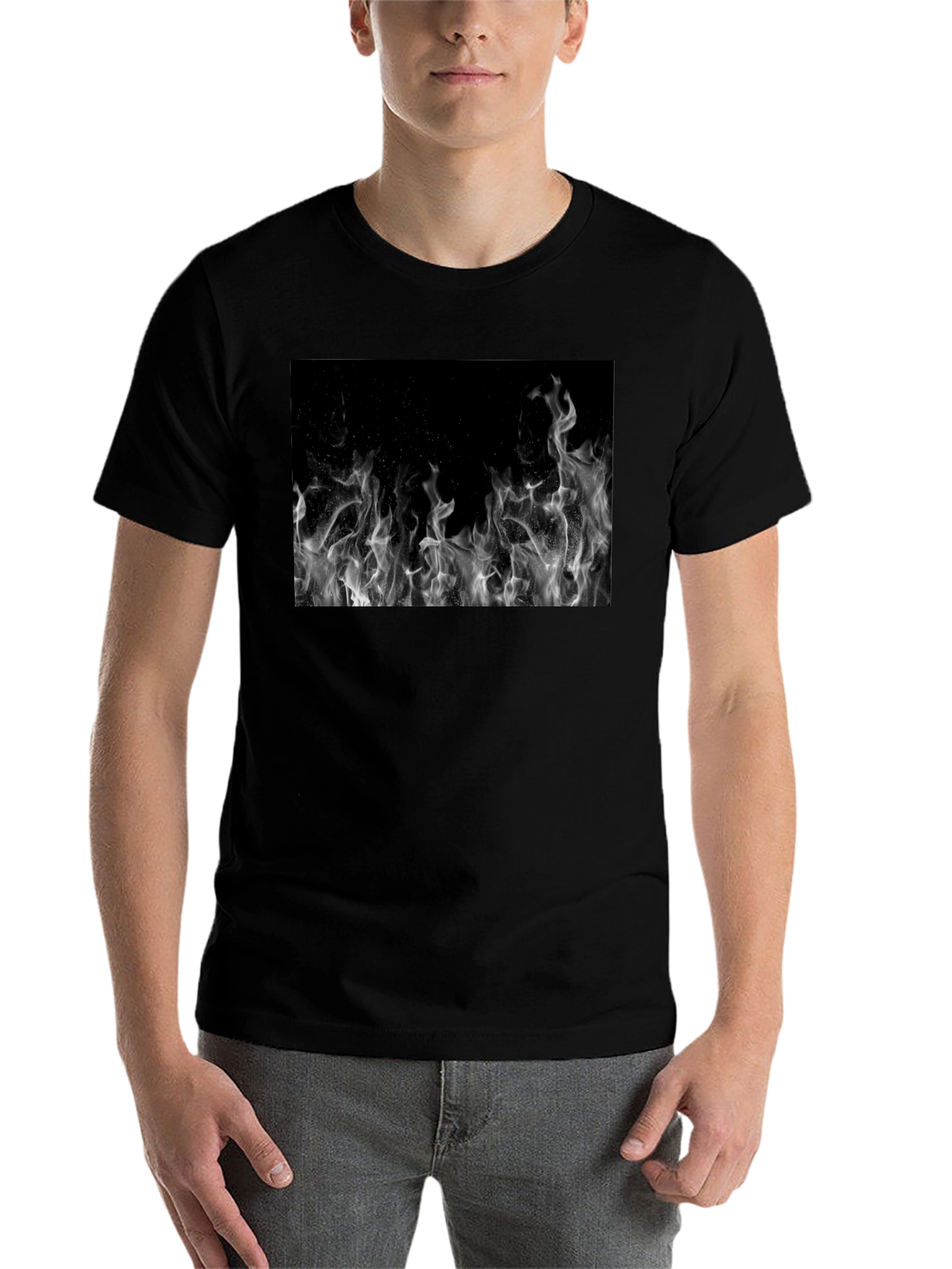 Black Black T-Shirt with Fire Graphic view 7